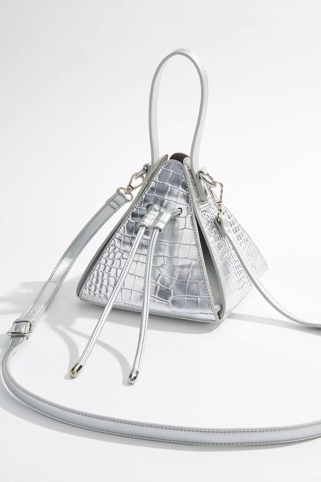 Cato Handbags | Metallic Croc Triangle Wristlet