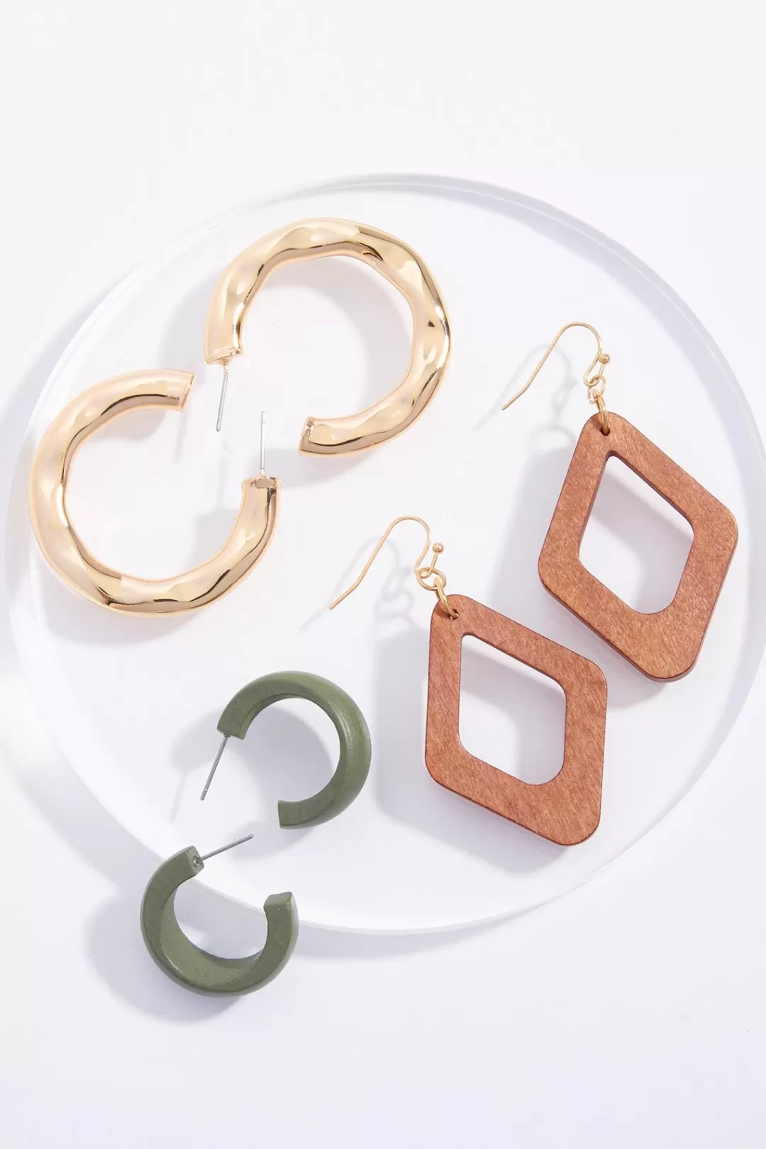 Cato Earrings | Mixed Wood Cut Out Earrings Set