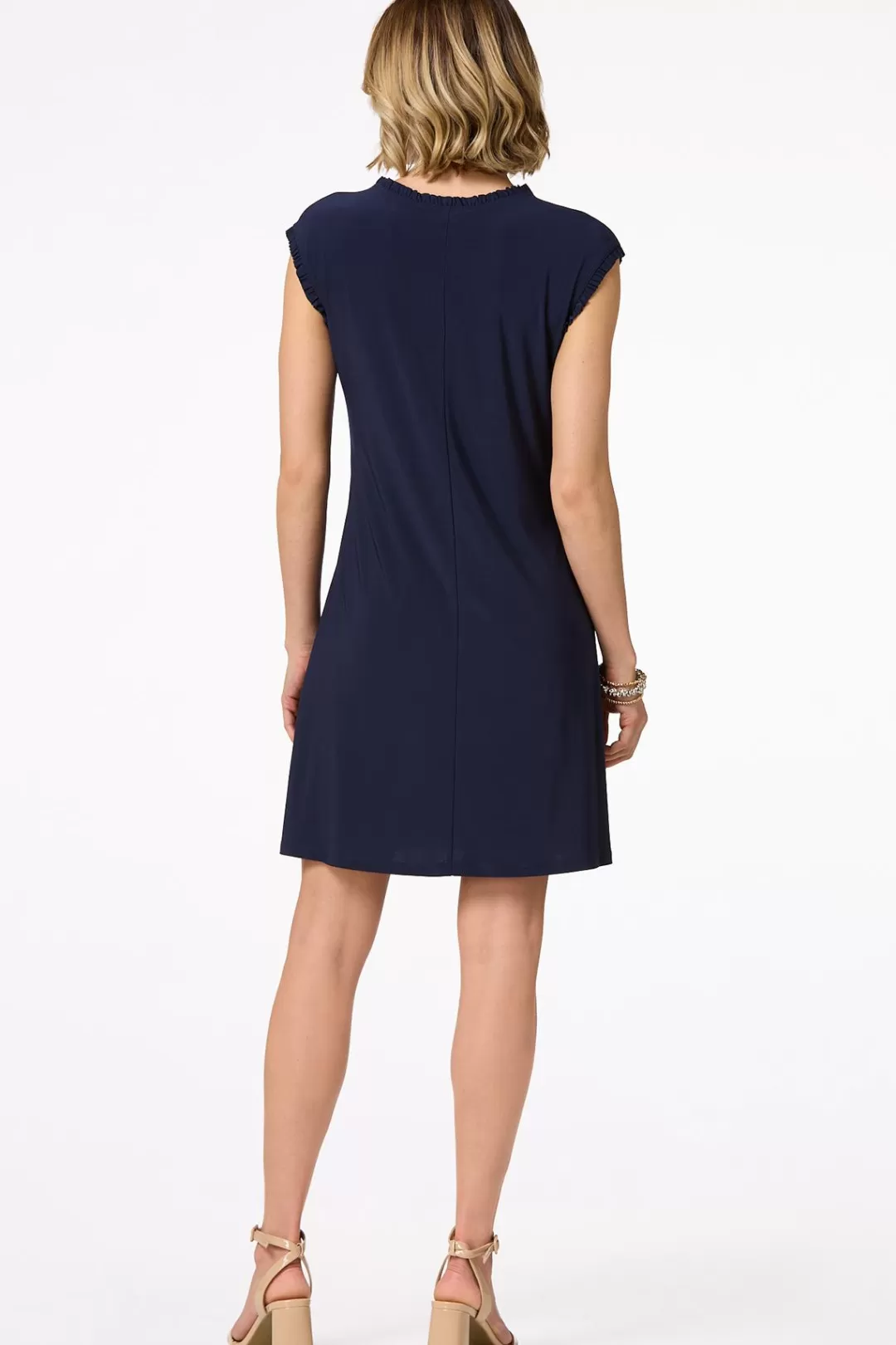 Cato Dresses | Navy Ruffled Trim Dress