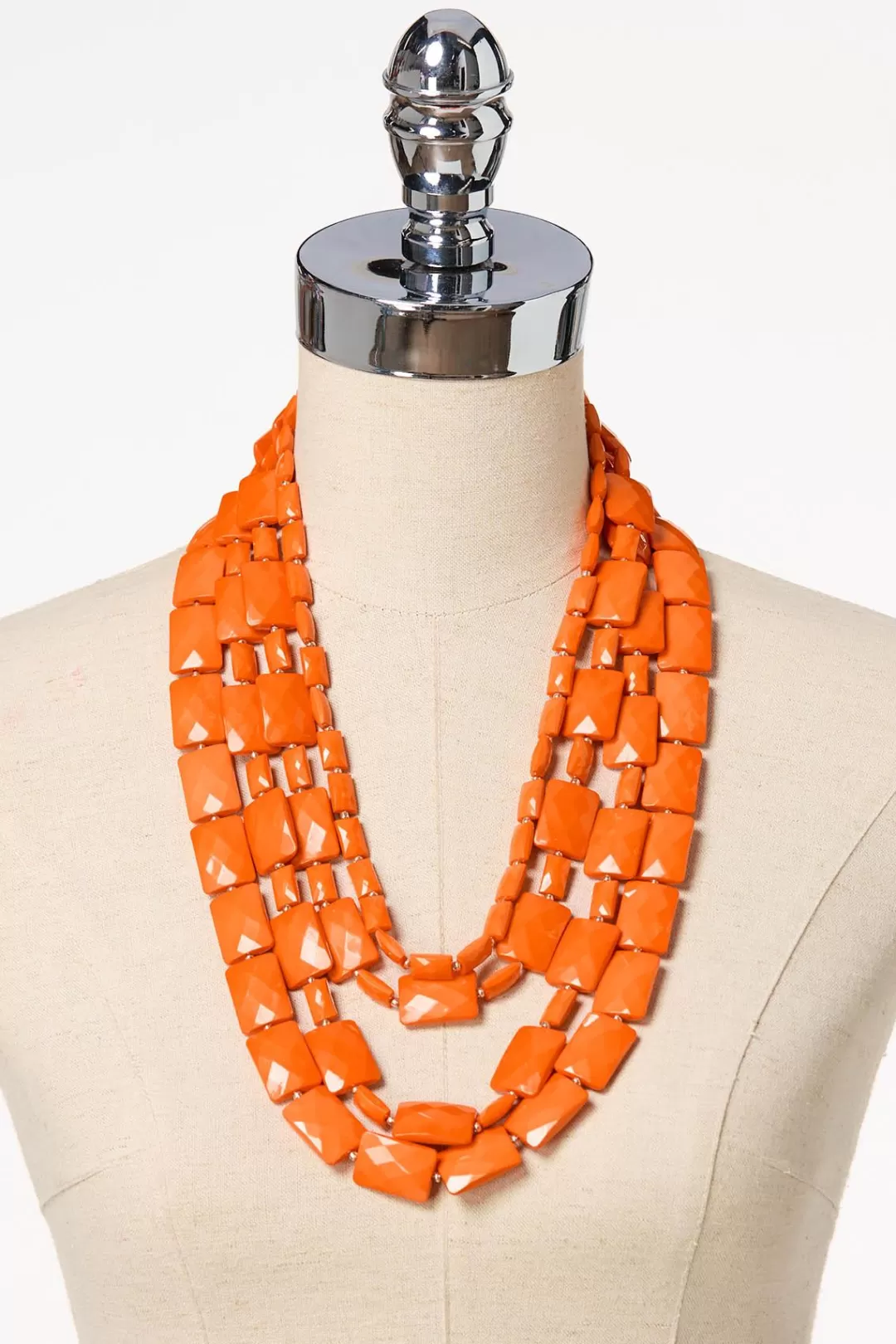 Cato Sets | Necklaces | Orange Square Layered Necklace Set