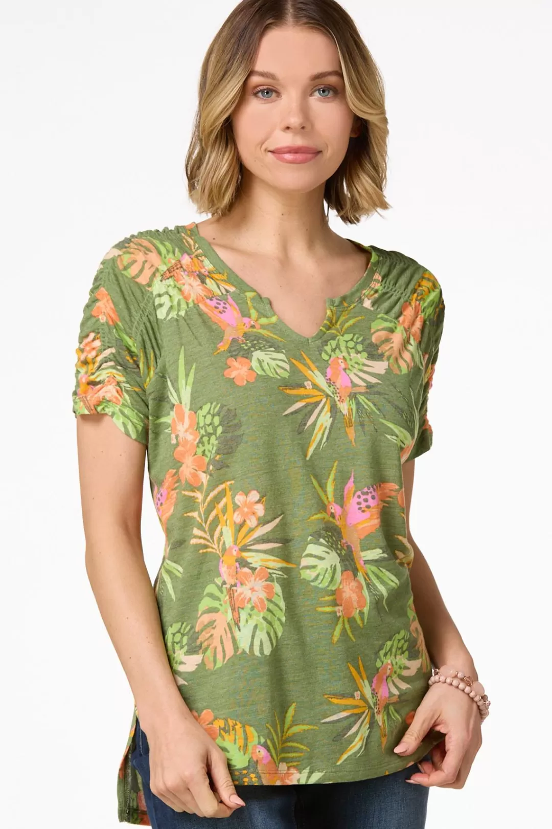 Cato Tops | Parrots In Paradise Top