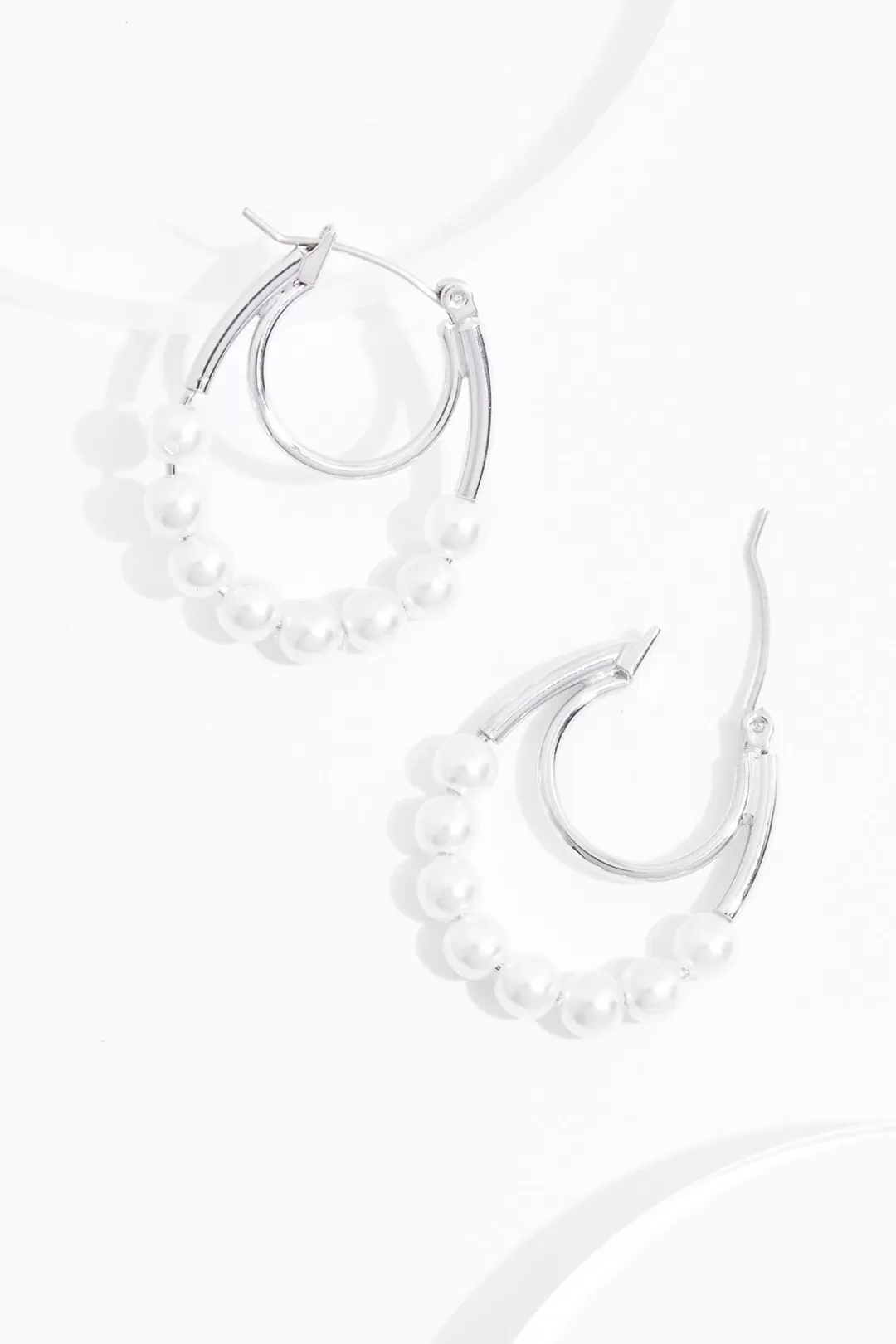 Cato Social Occasion | Earrings | Pearl Double Hoop Earrings