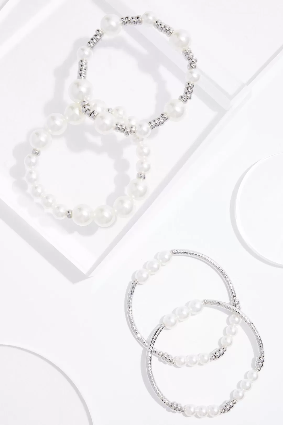 Cato Bracelets | Pearl Link Stretch Bracelet Set