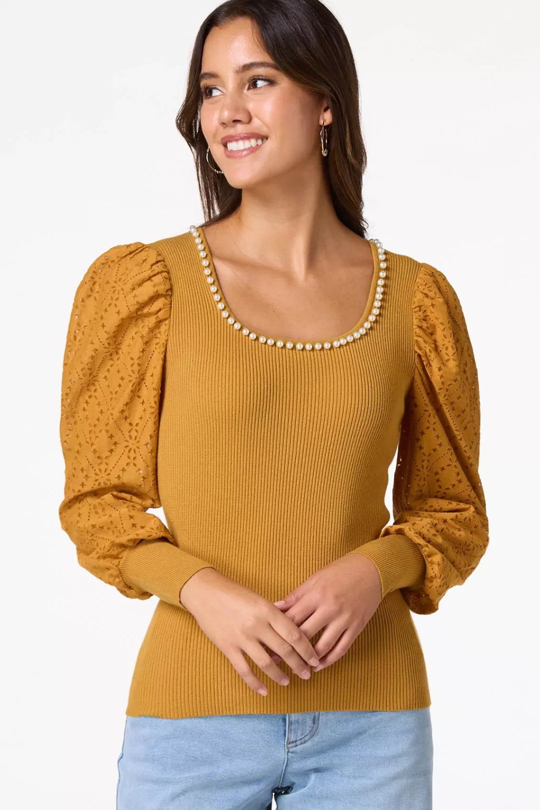 Cato Sweaters | Pearl Scoop Neck Sweater