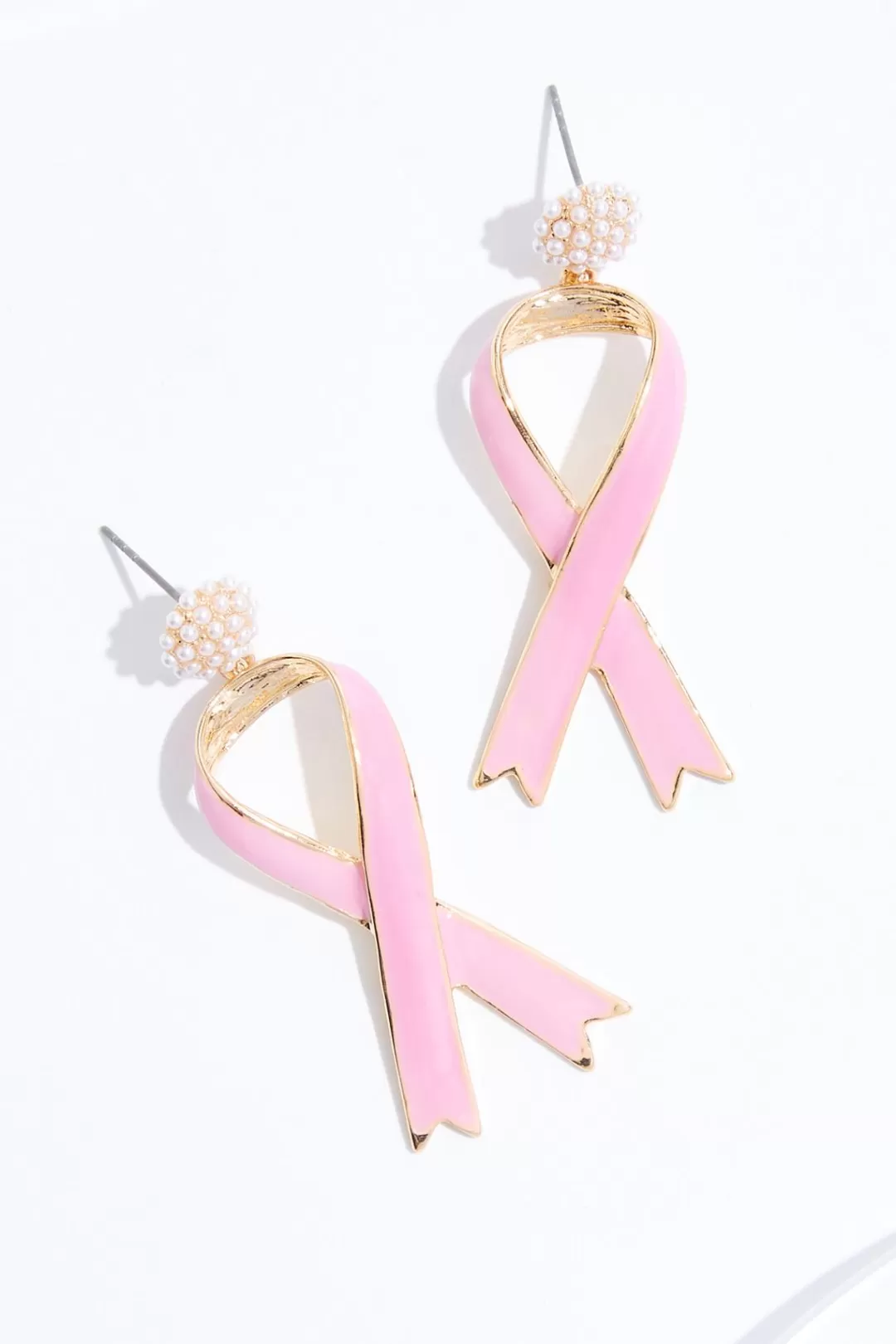 Cato Earrings | Pearl Stud Awareness Ribbon Earrings