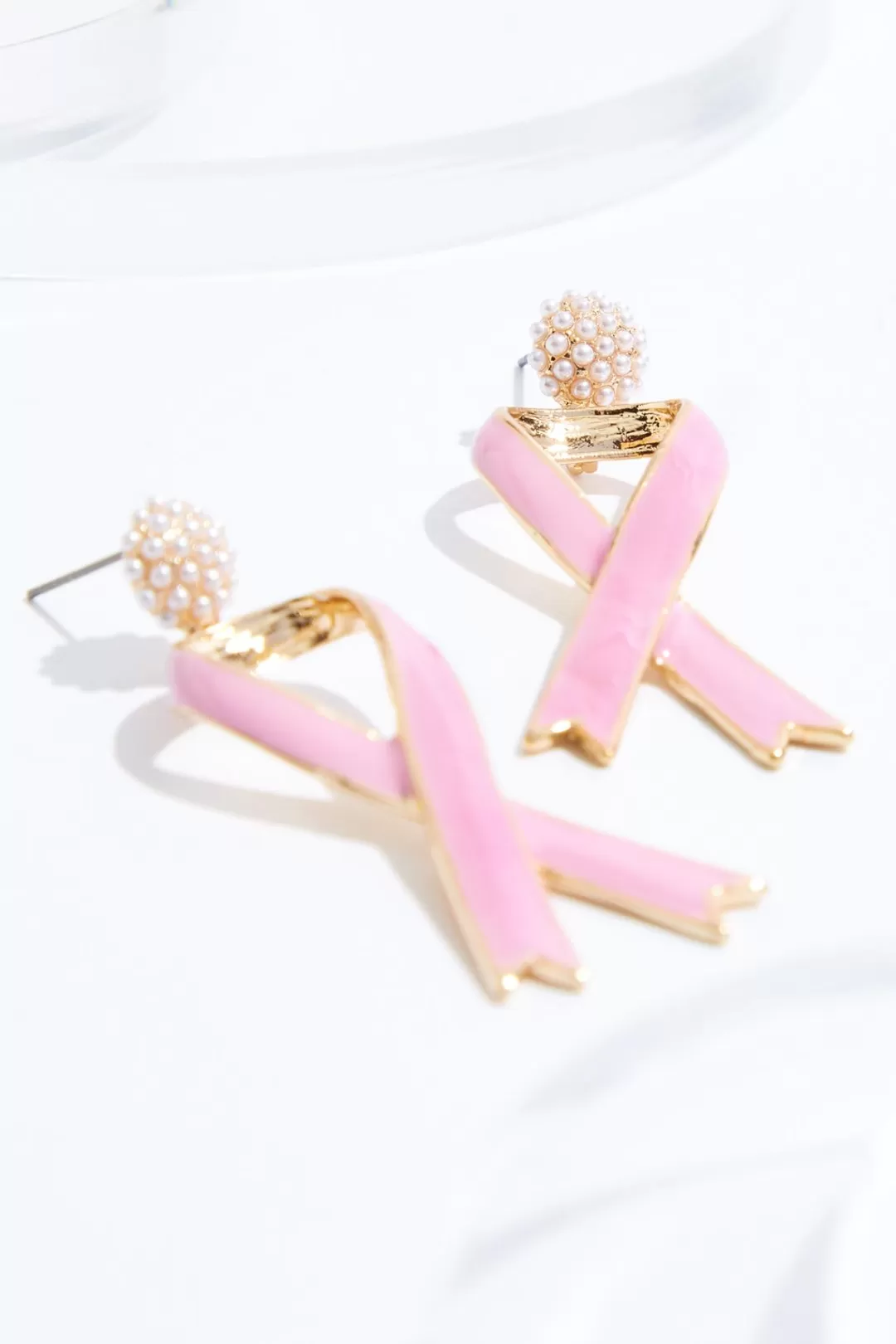 Cato Earrings | Pearl Stud Awareness Ribbon Earrings