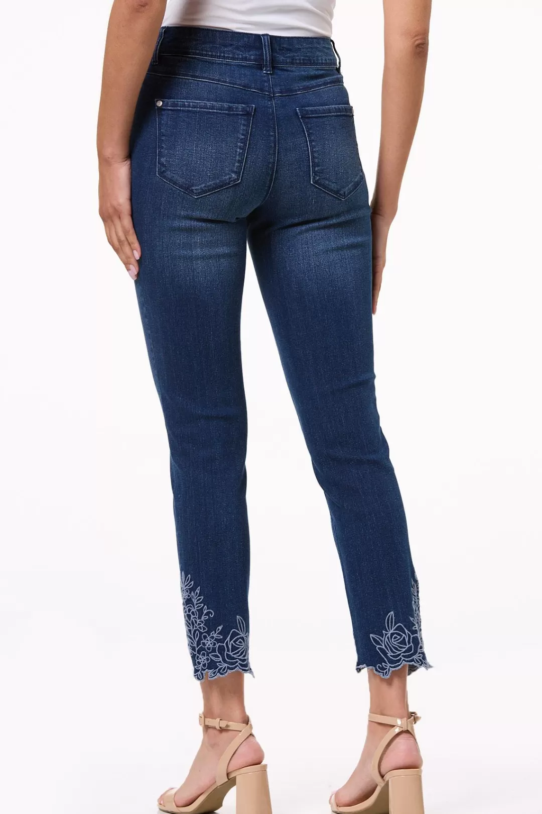 Cato Petites | Jeans | Petite Embroidered Hem Ankle Jeans