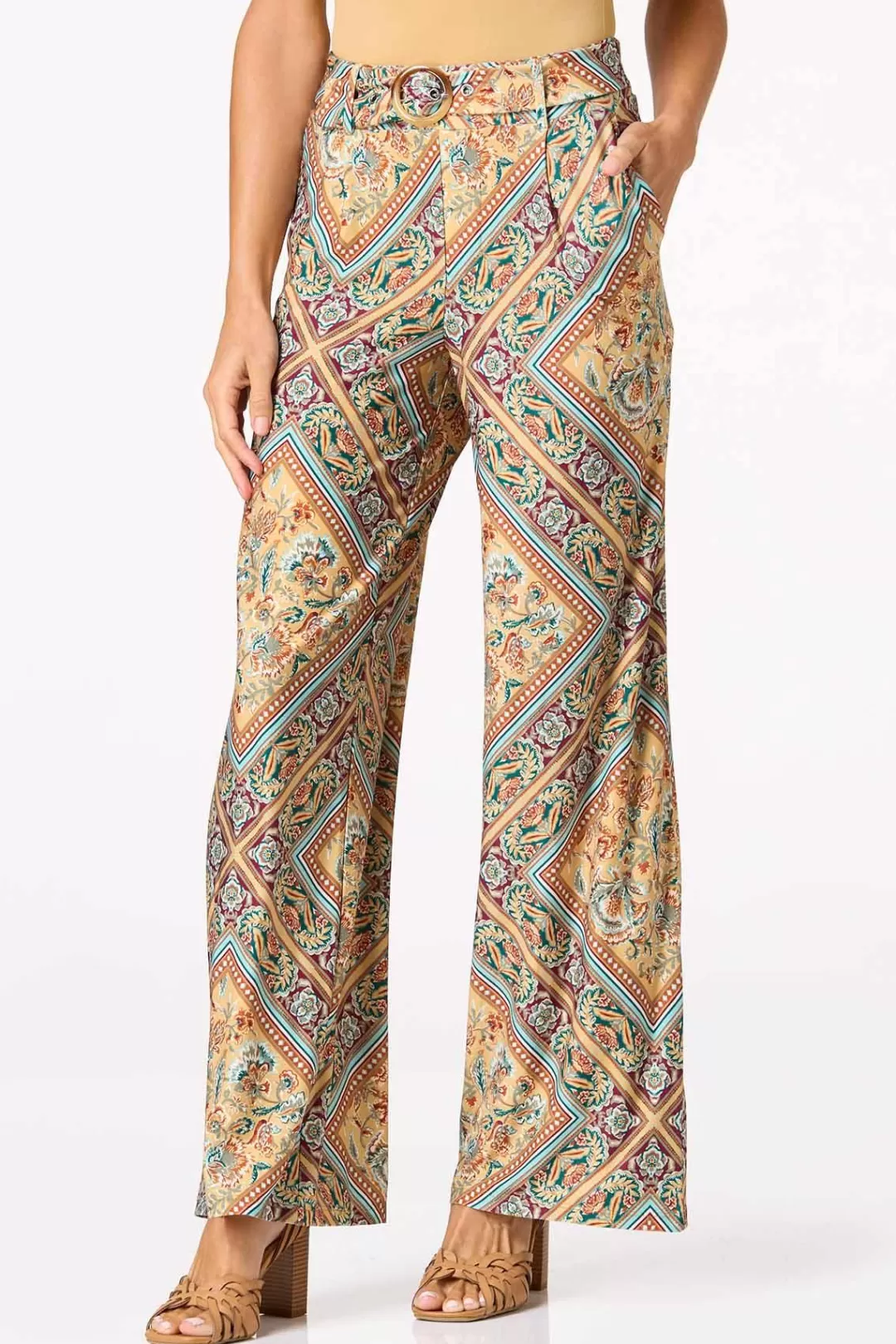 Cato Petites | Pants | Petite Framed Floral Wide Leg Pants