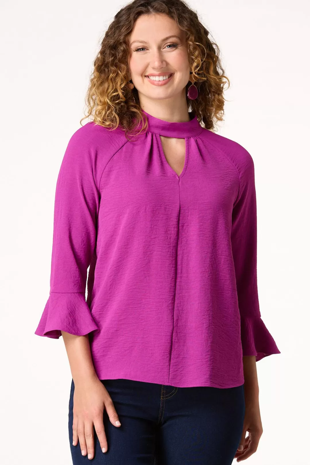 Cato Petites | Tops | Petite Keyhole Mock Neck Top