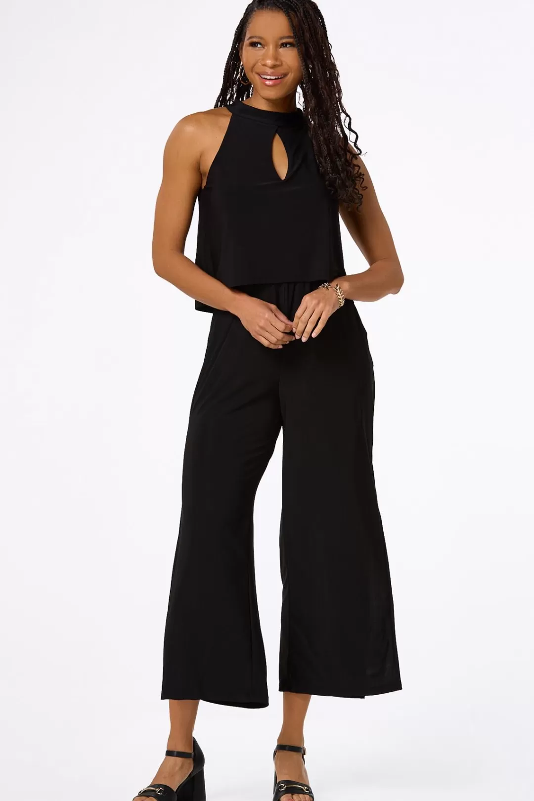 Cato Petites | Dresses | Petite Solid Layered Panel Jumpsuit