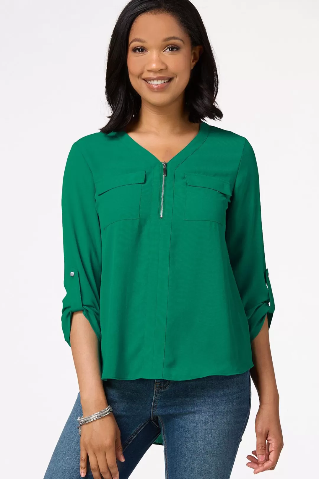 Cato Petites | Tops | Petite Zip Front Equipment Top