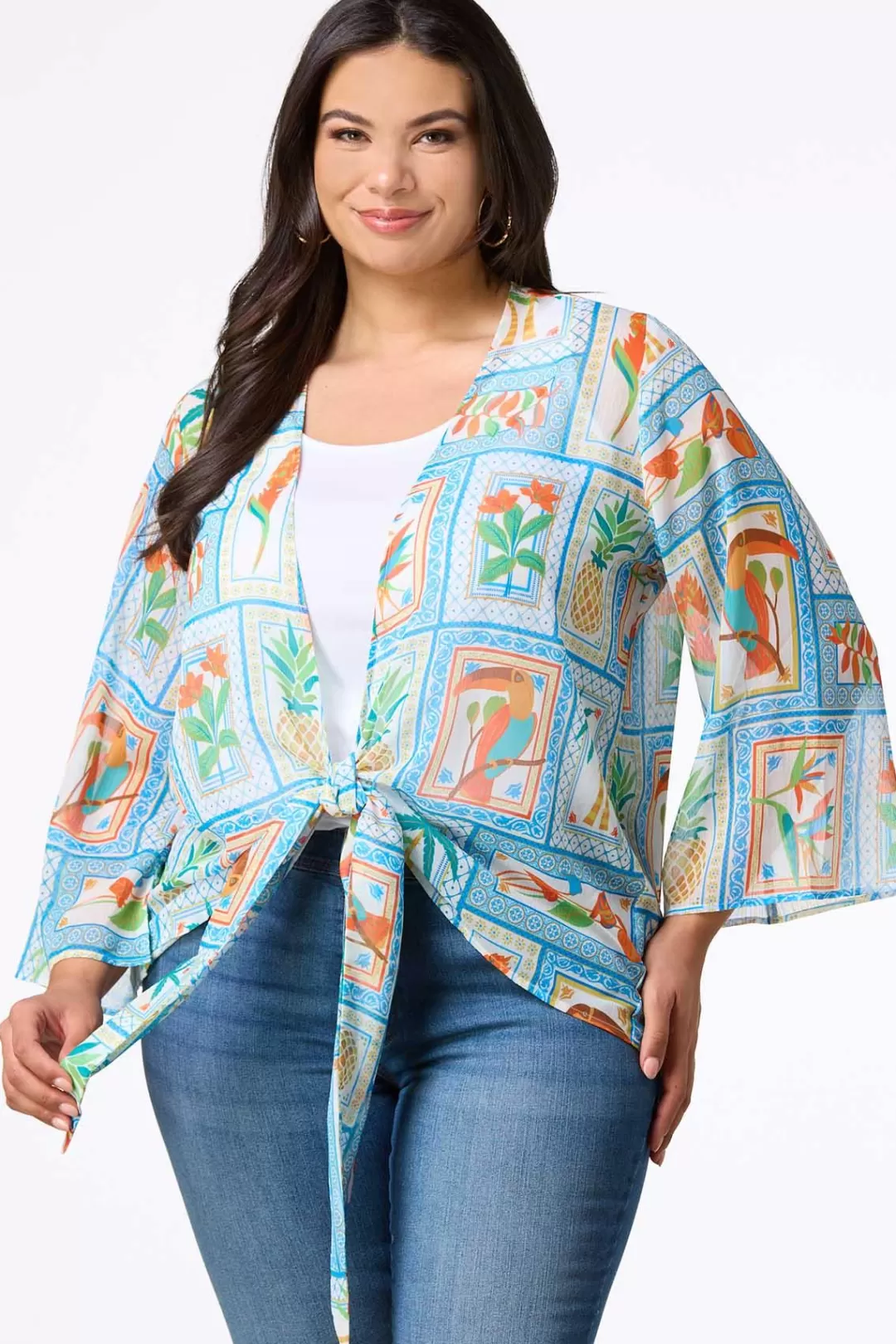 Cato Cover Ups | Plus Size Parrots In Paradise Kimono