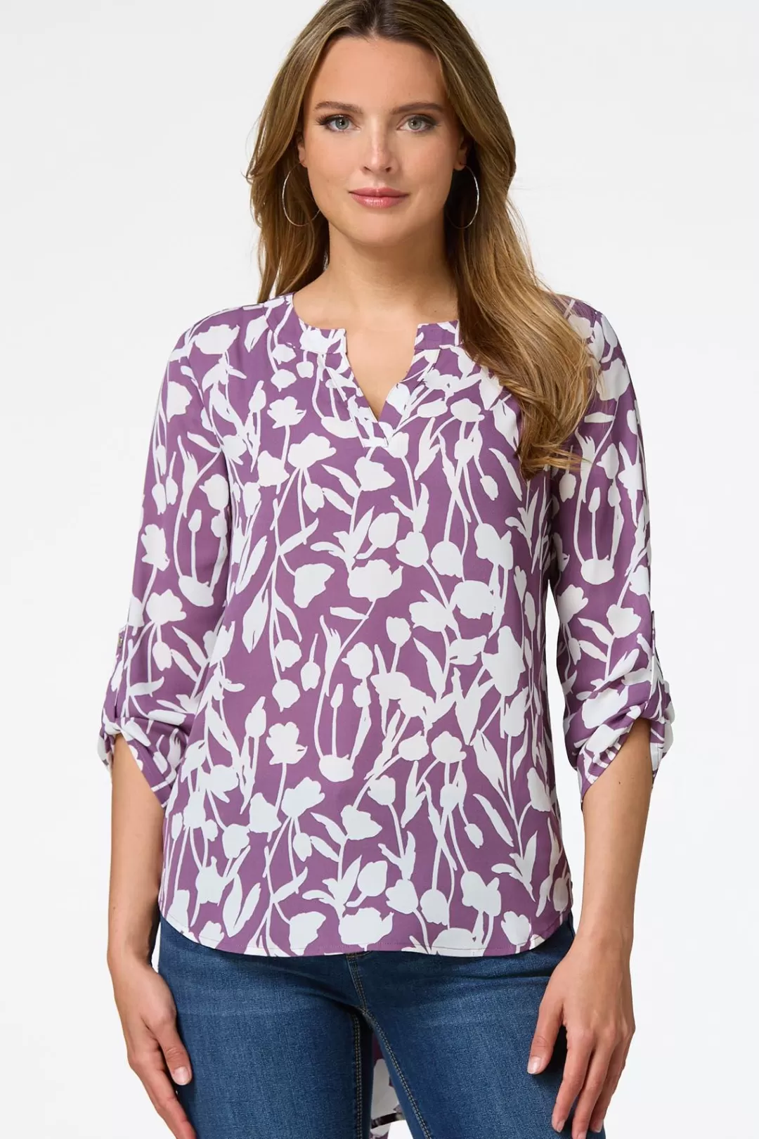 Cato Tops | Purple Floral Tunic