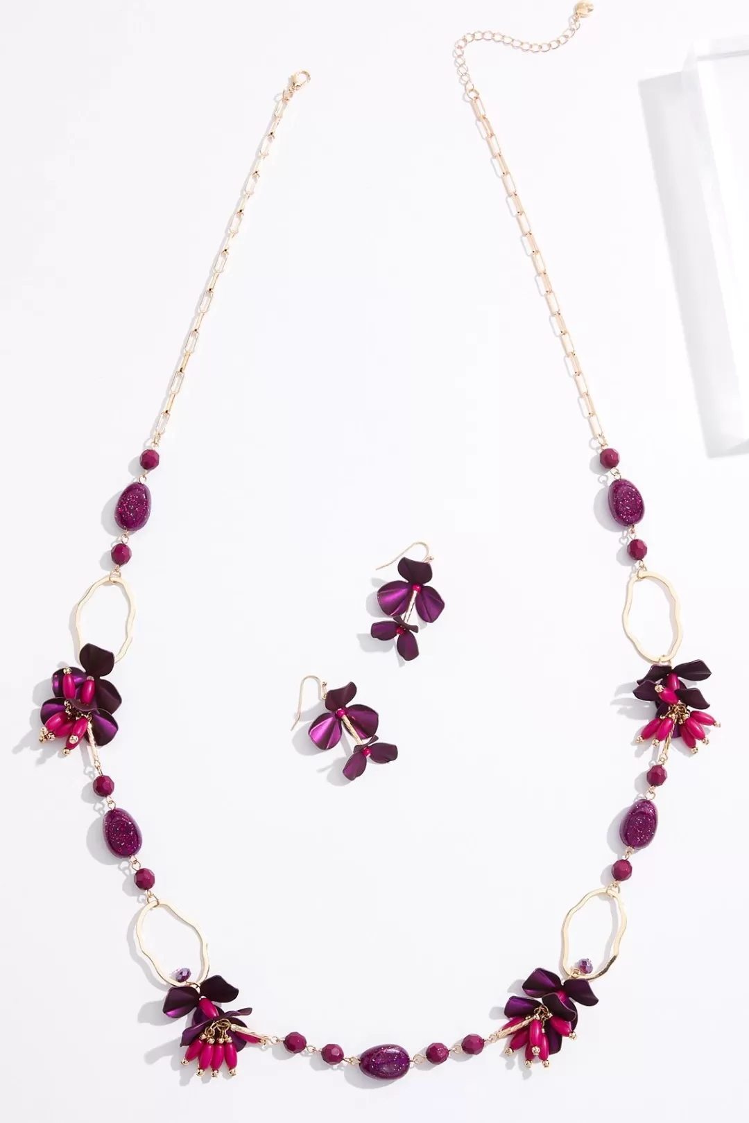 Cato Sets | Necklaces | Purple Petal Long Necklace Set