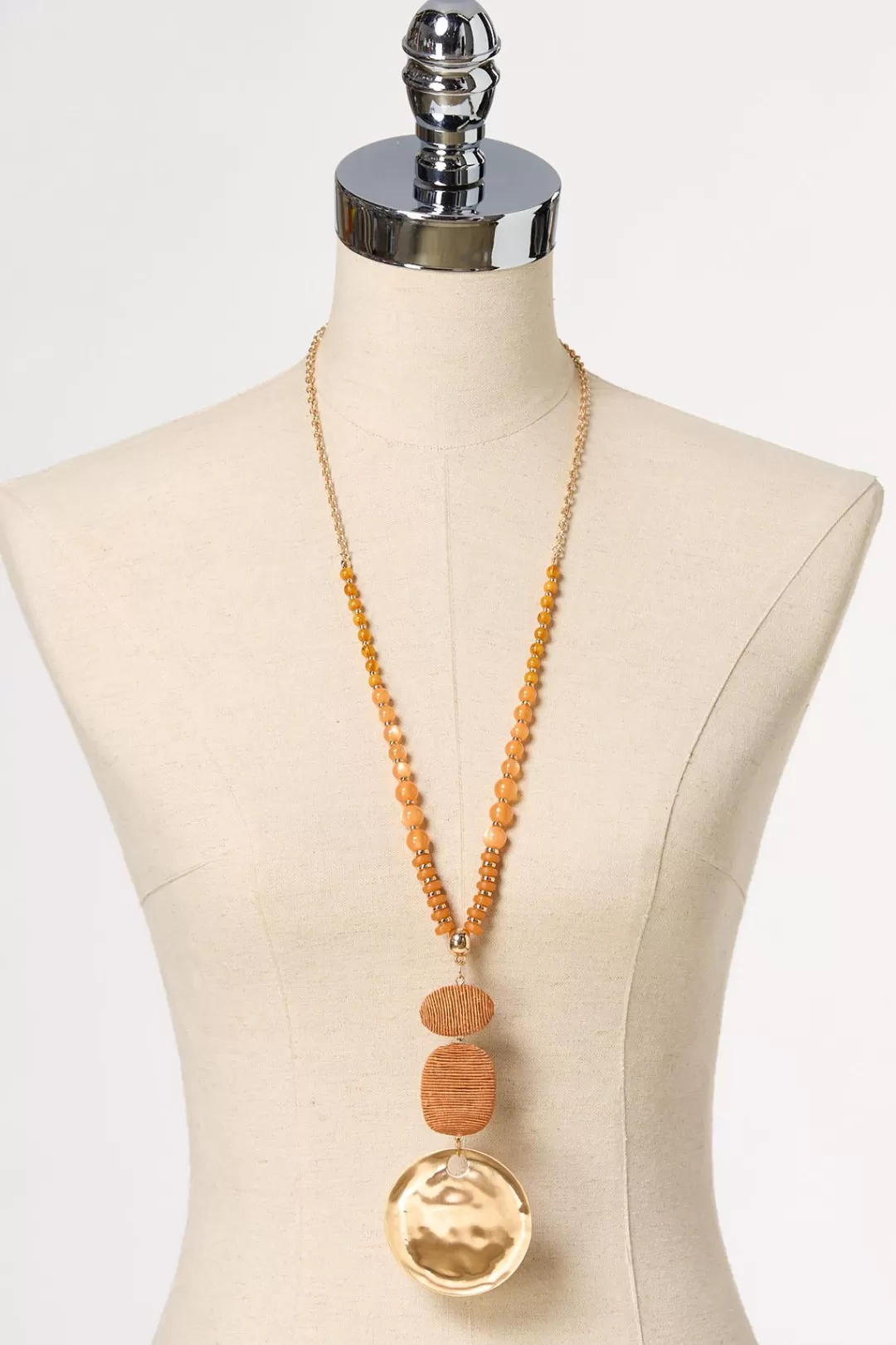 Cato Necklaces | Raffia Tiered Circle Pendant Necklace