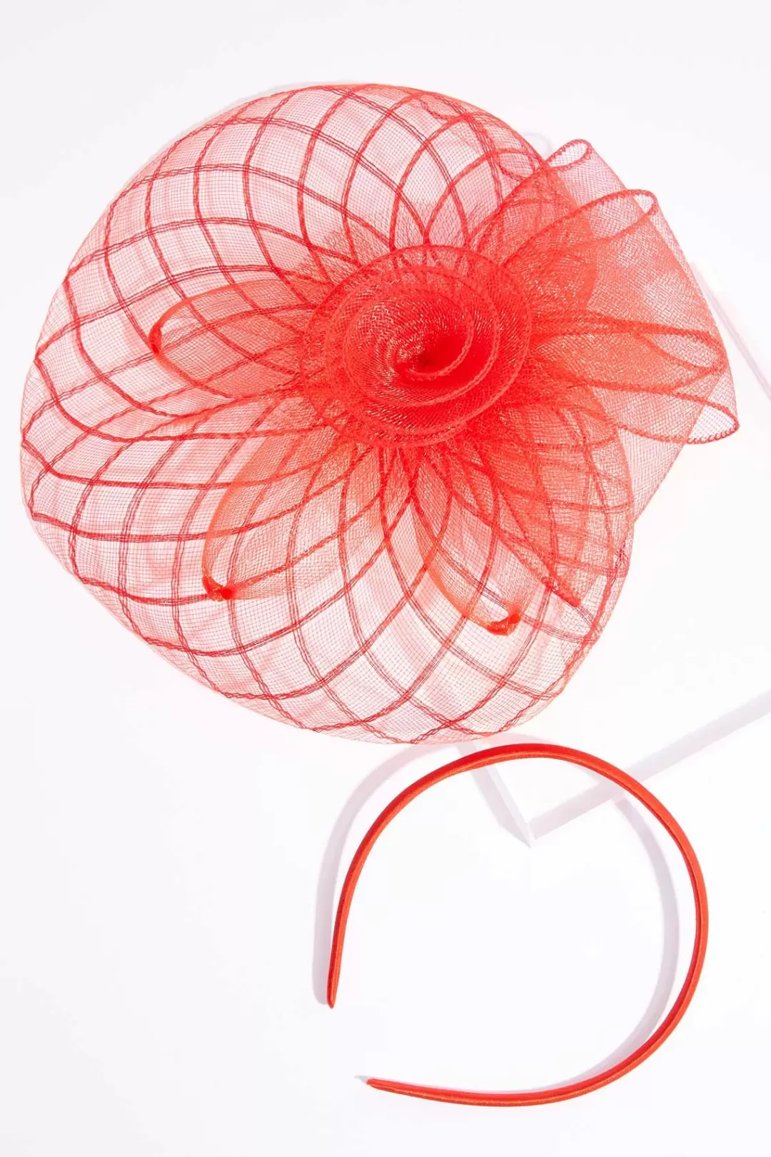 Cato Hats & Hair | Red Criss Cross Fascinator