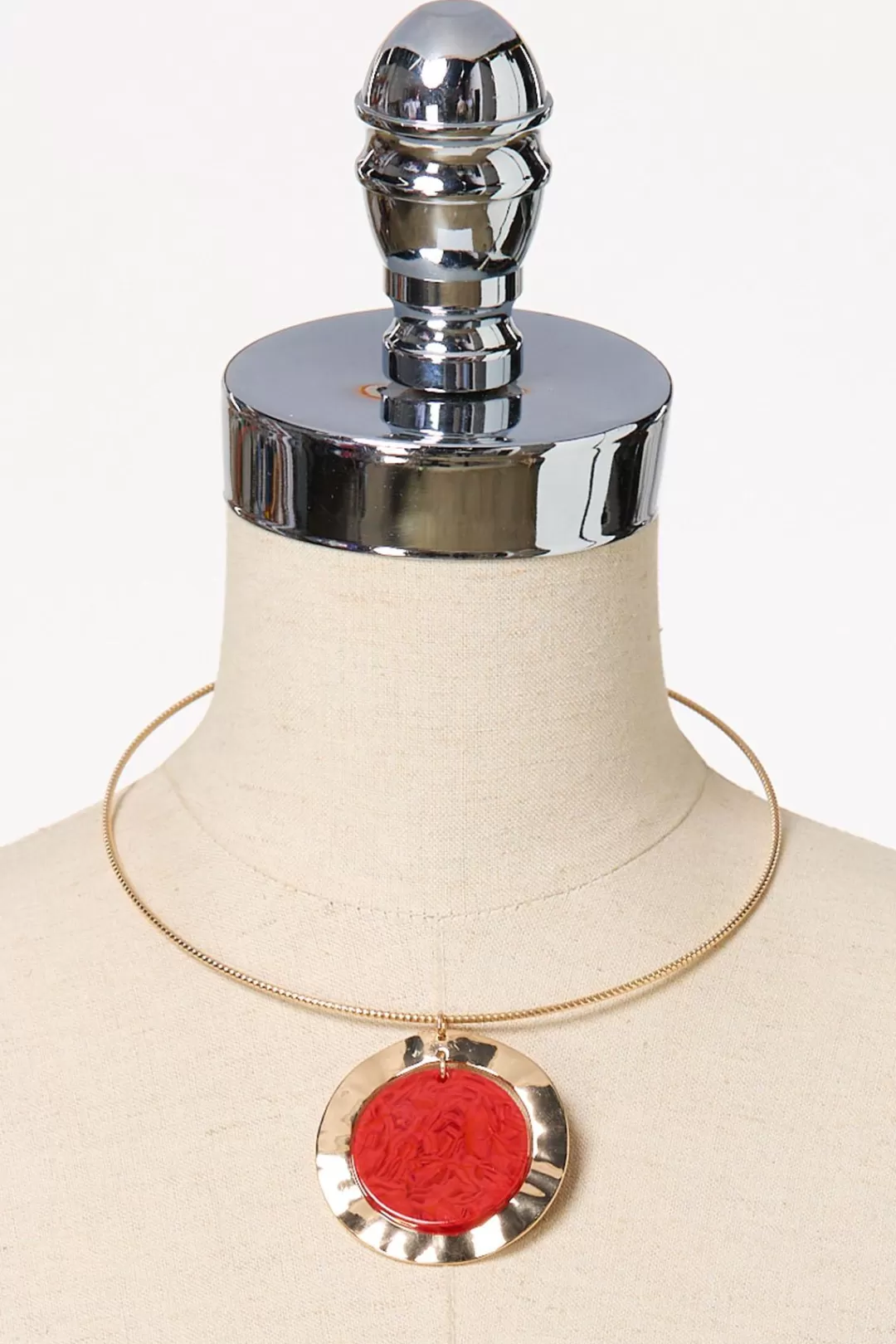 Cato Sets | Necklaces | Red Lucite Pendant Wire Necklace Set