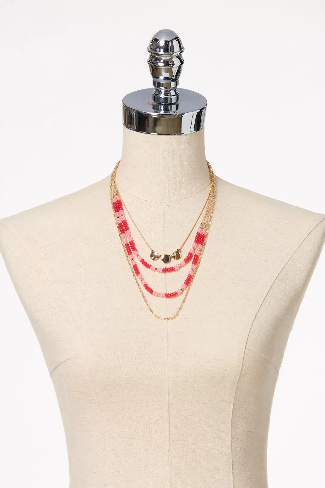 Cato Sets | Necklaces | Red Pink Mixed Bead Necklace Set