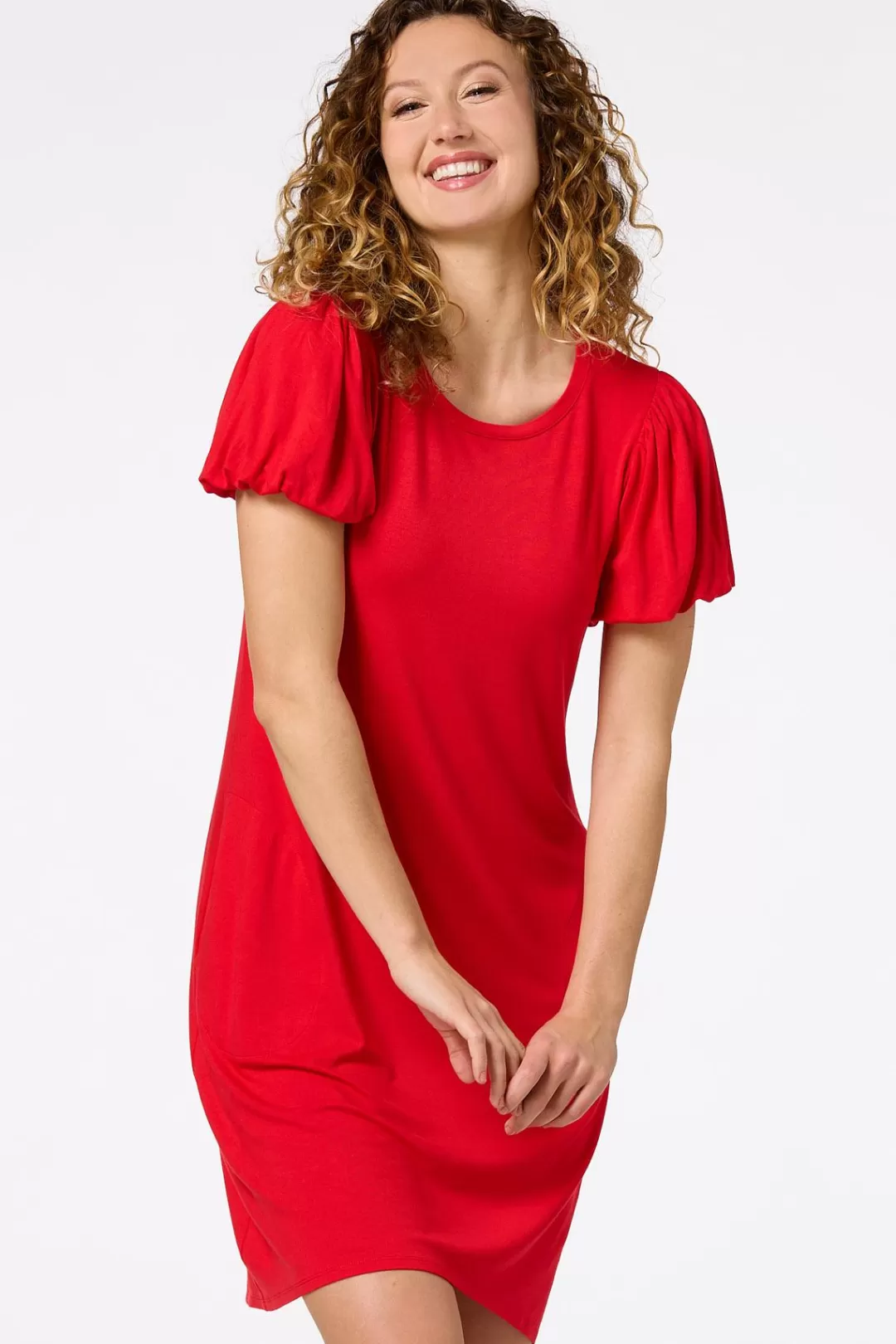 Cato Dresses | Red Puff Sleeve Dress