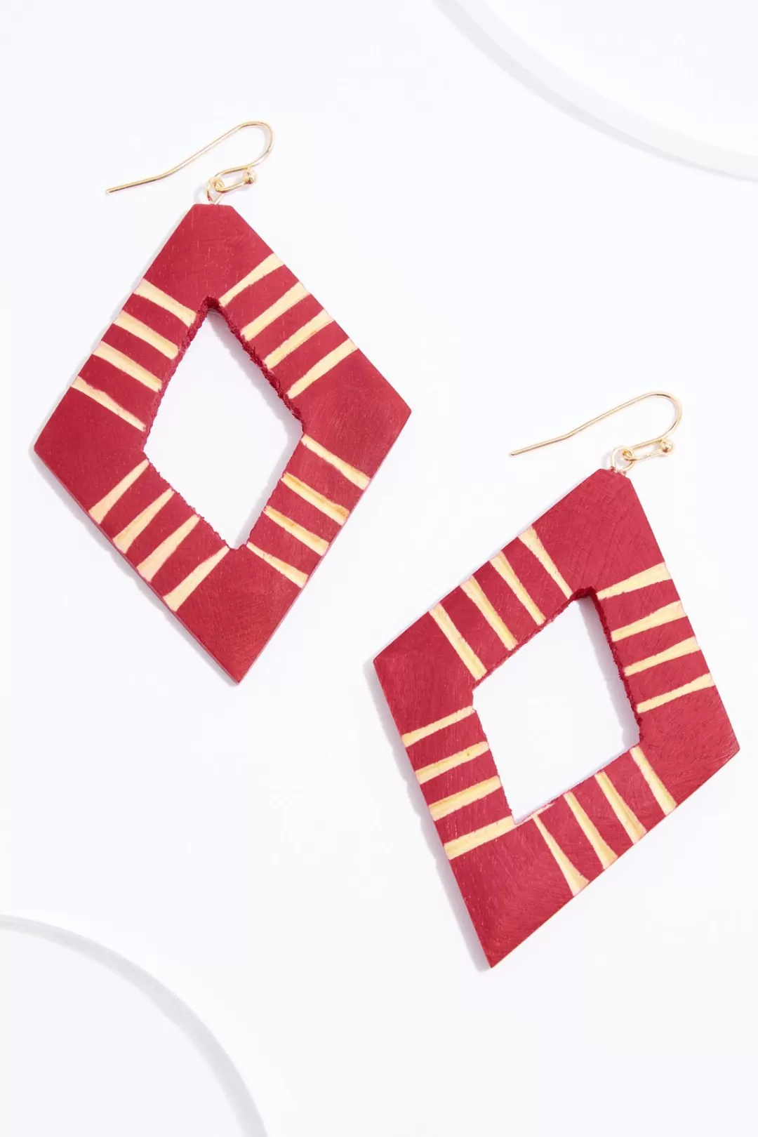 Cato Earrings | Red Wood Cutout Earrings