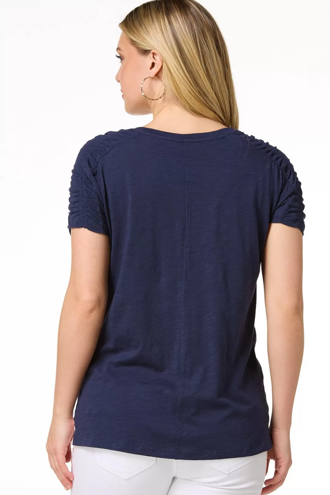 Cato Tops | Ruched Shoulder Tee