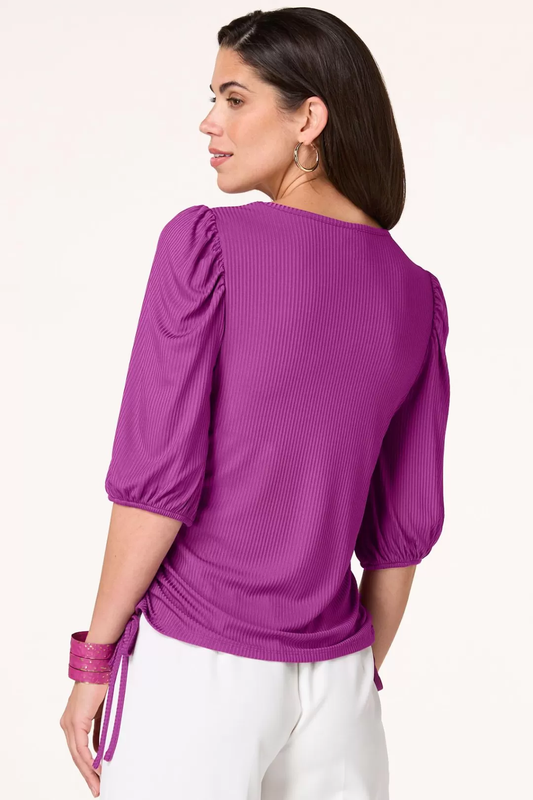 Cato Tops | Ruched Side Tie Top