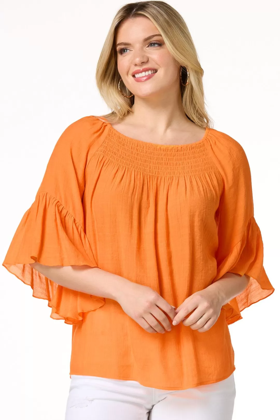 Cato Tops | Ruffled Bell Sleeve Top