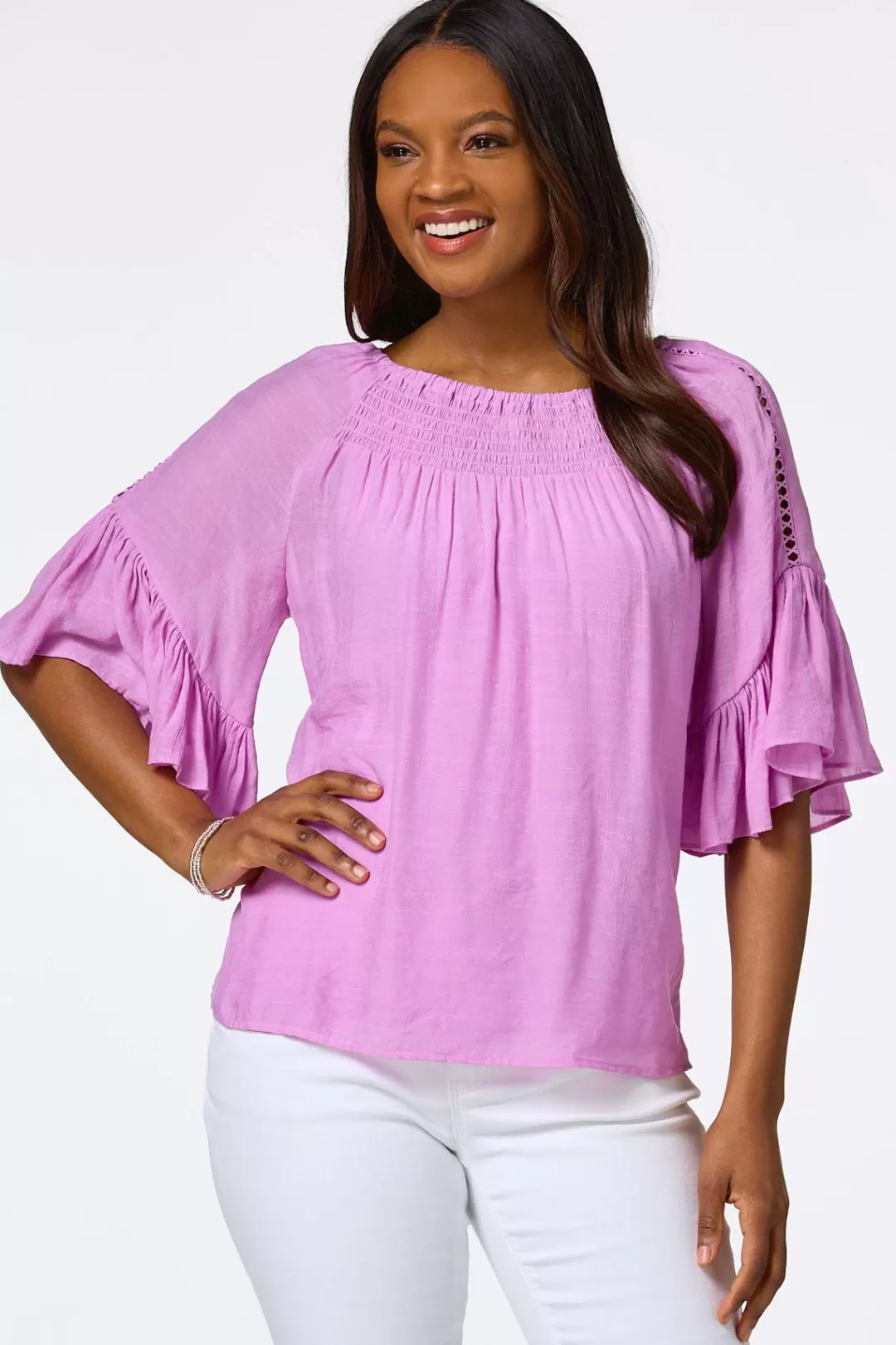 Cato Tops | Ruffled Bell Sleeve Top