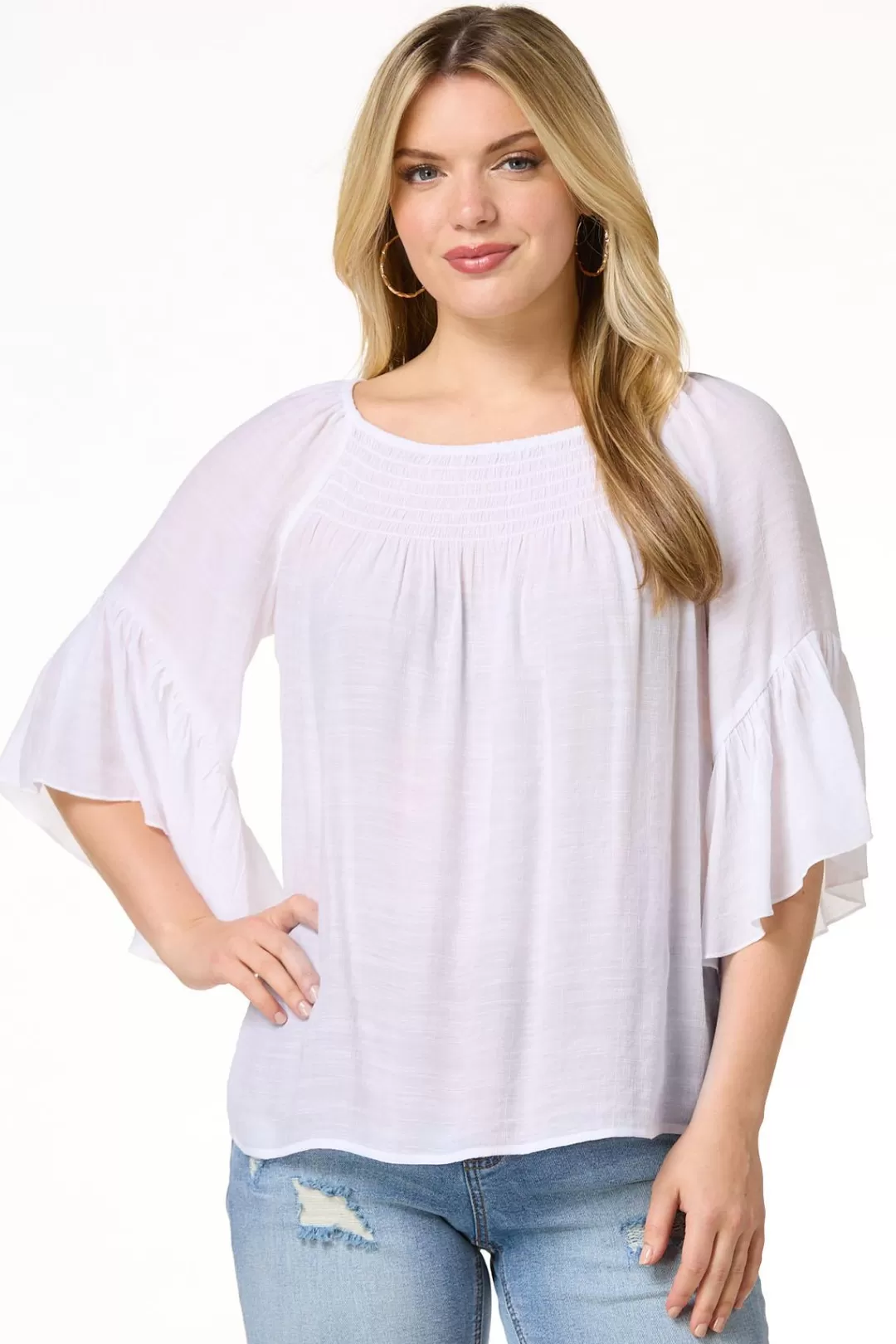 Cato Tops | Ruffled Bell Sleeve Top