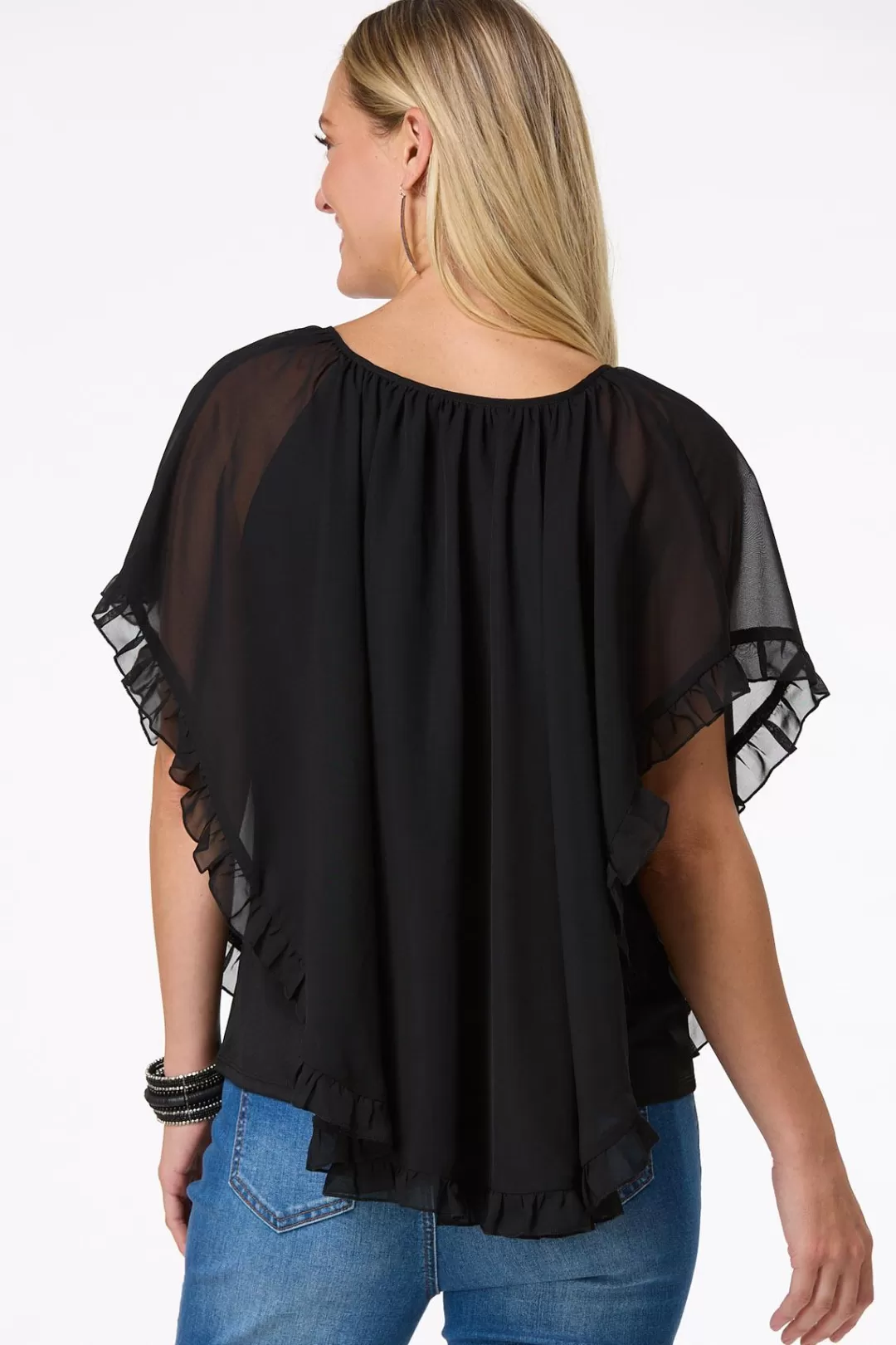 Cato Tops | Ruffled Capelet