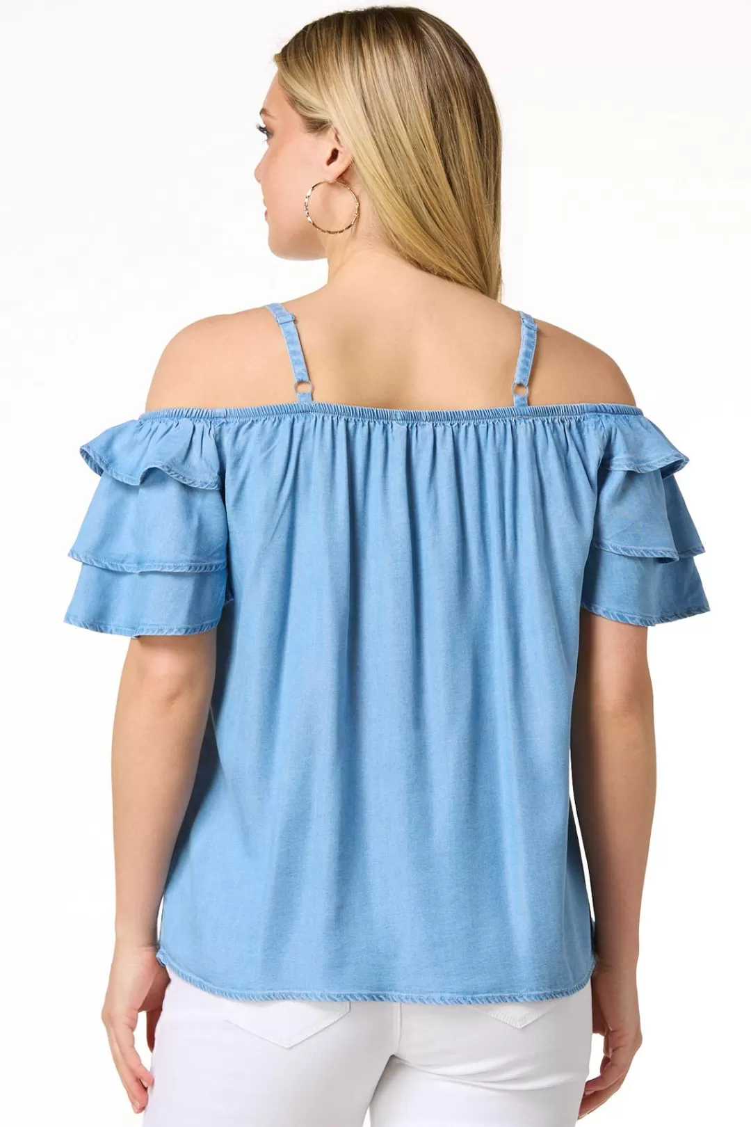 Cato Tops | Ruffled Cold Shoulder Top