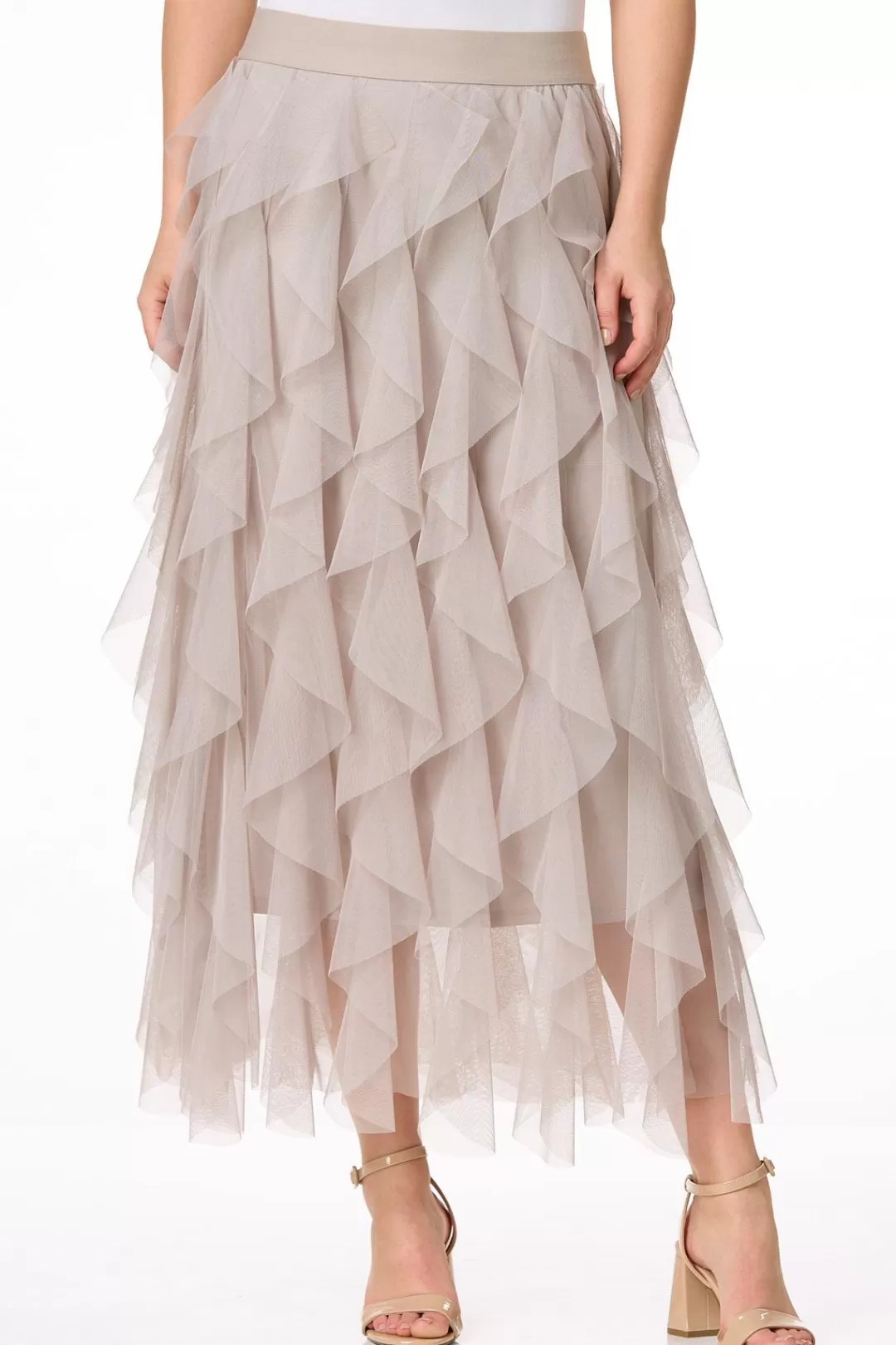 Cato Skirts | Ruffled Mesh Maxi Skirt