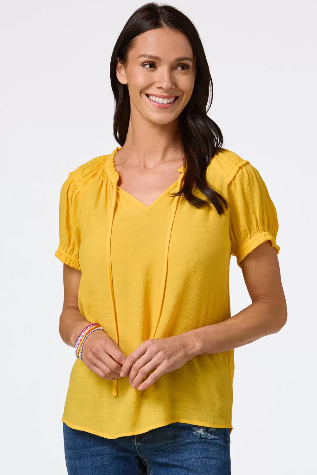 Cato Tops | Ruffled Trim Poet Top