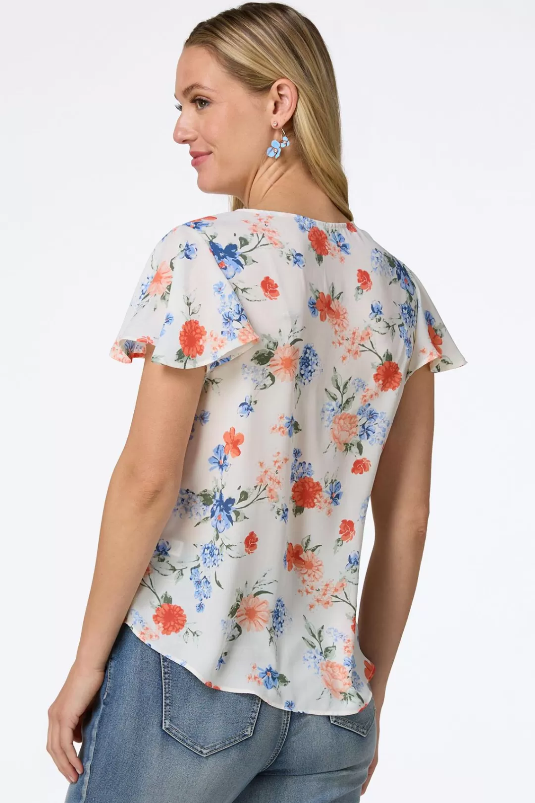 Cato Tops | Scalloped Floral Top