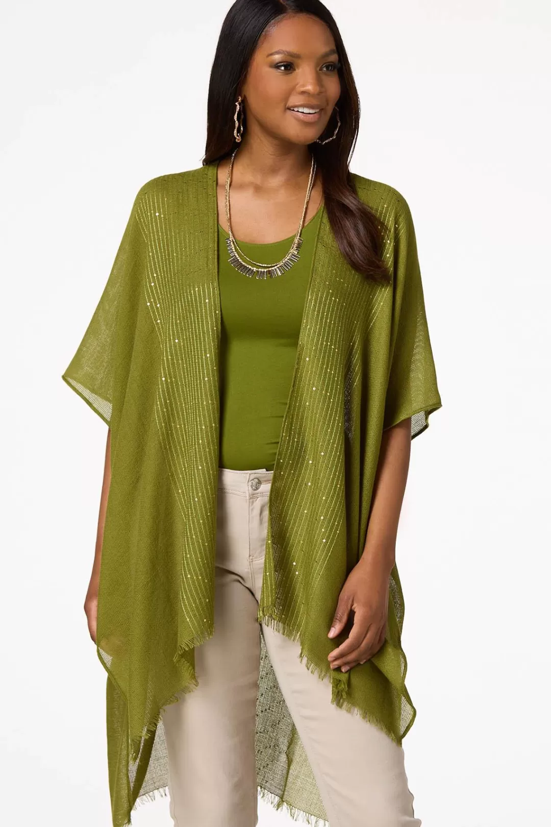 Cato Cover Ups | Tops | Sequin Solid Kimono