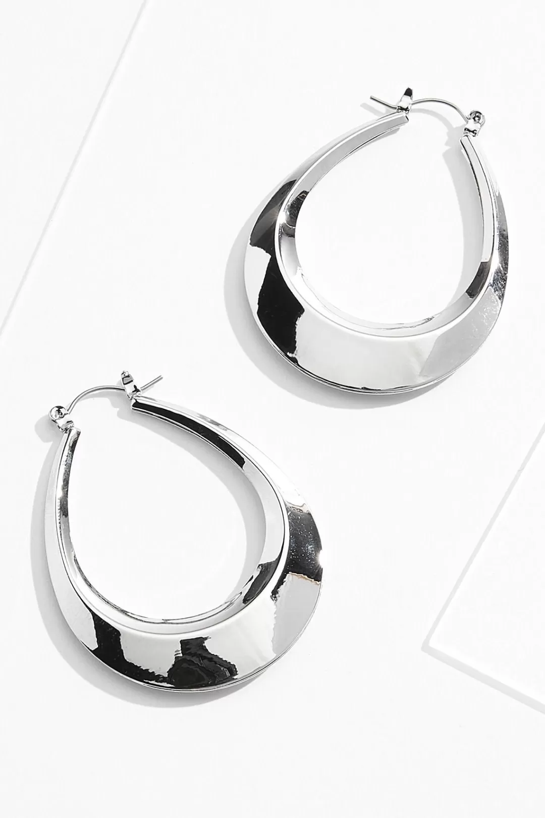 Cato Earrings | Silver Tear Hoop Earrings