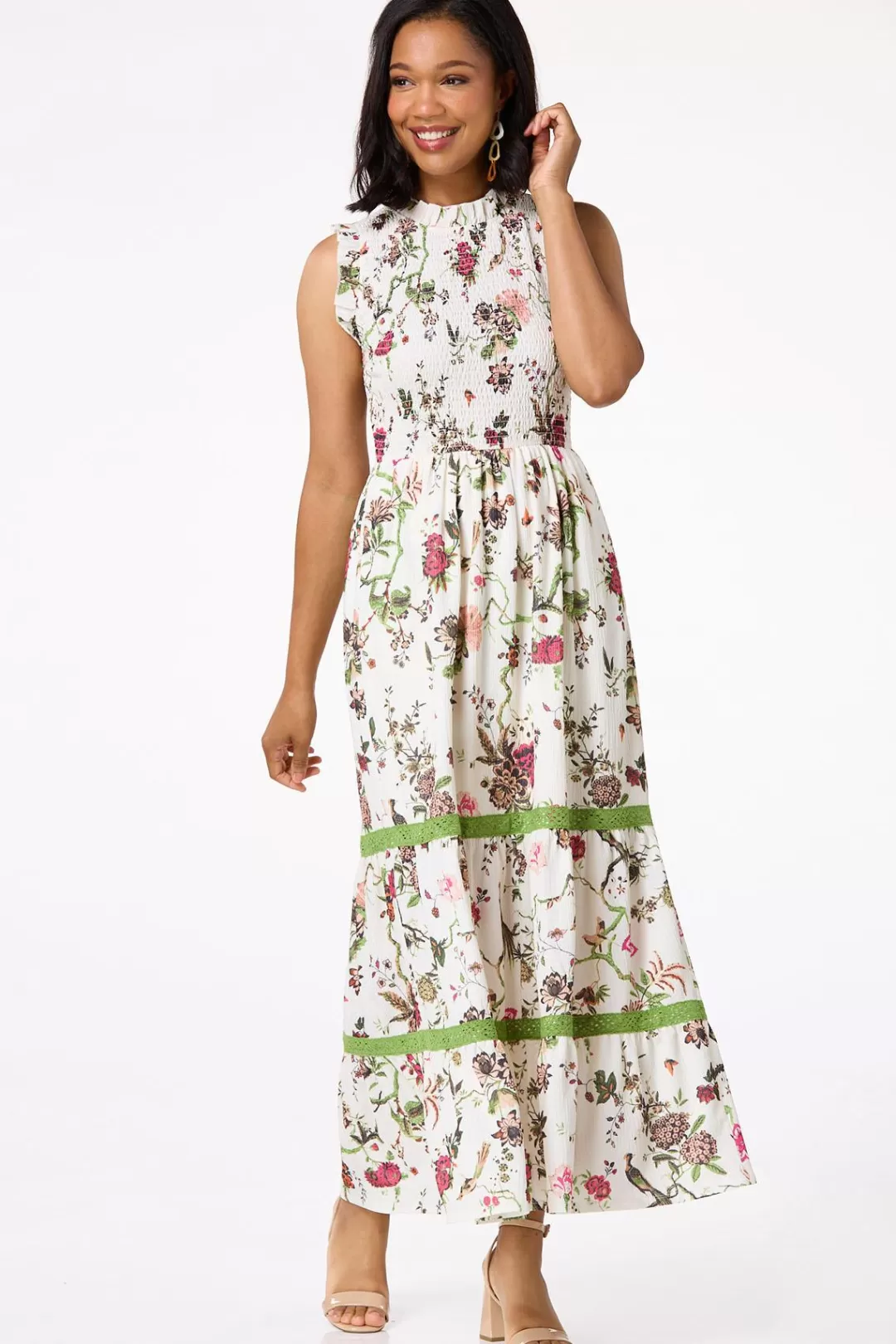 Cato Dresses | Smocked Floral Maxi Dress