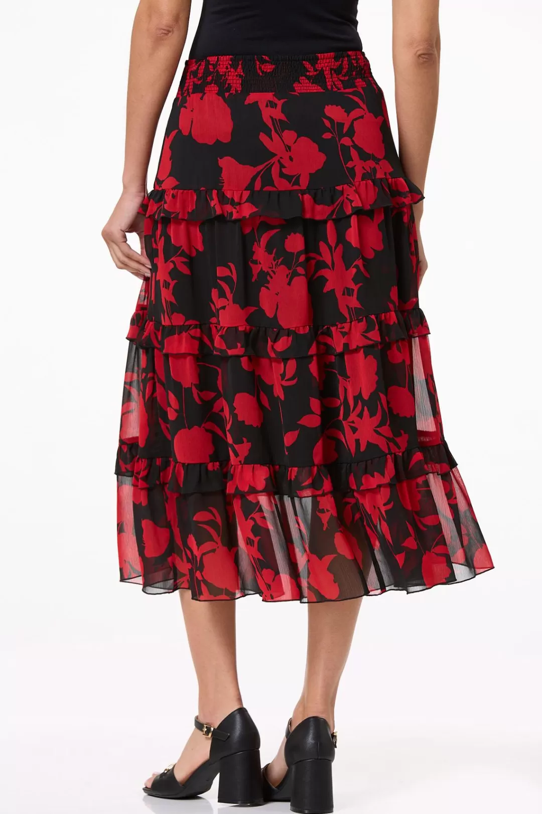 Cato Skirts | Smocked Floral Midi Skirt