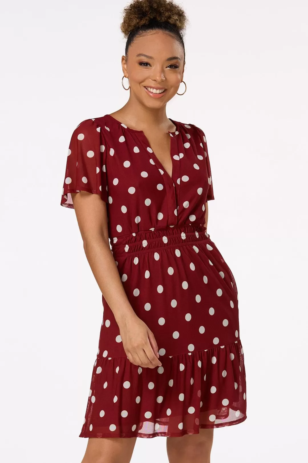 Cato Dresses | Smocked Polka Dot Dress