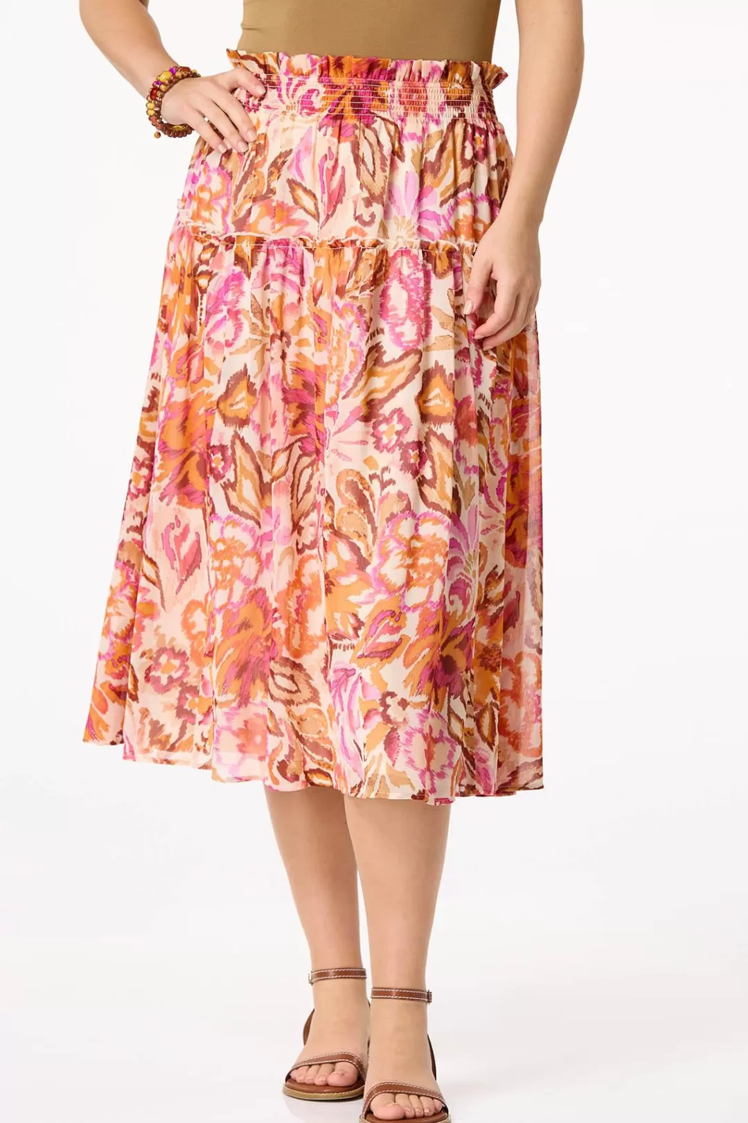 Cato Skirts | Smocked Sunrise Floral Skirt