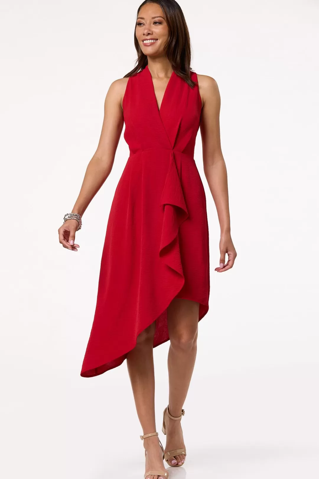 Cato Dresses | Solid Asymmetrical Midi Dress