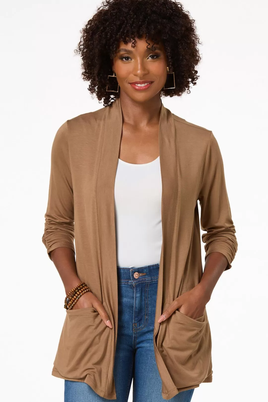 Cato Tops | Solid Draped Cardigan