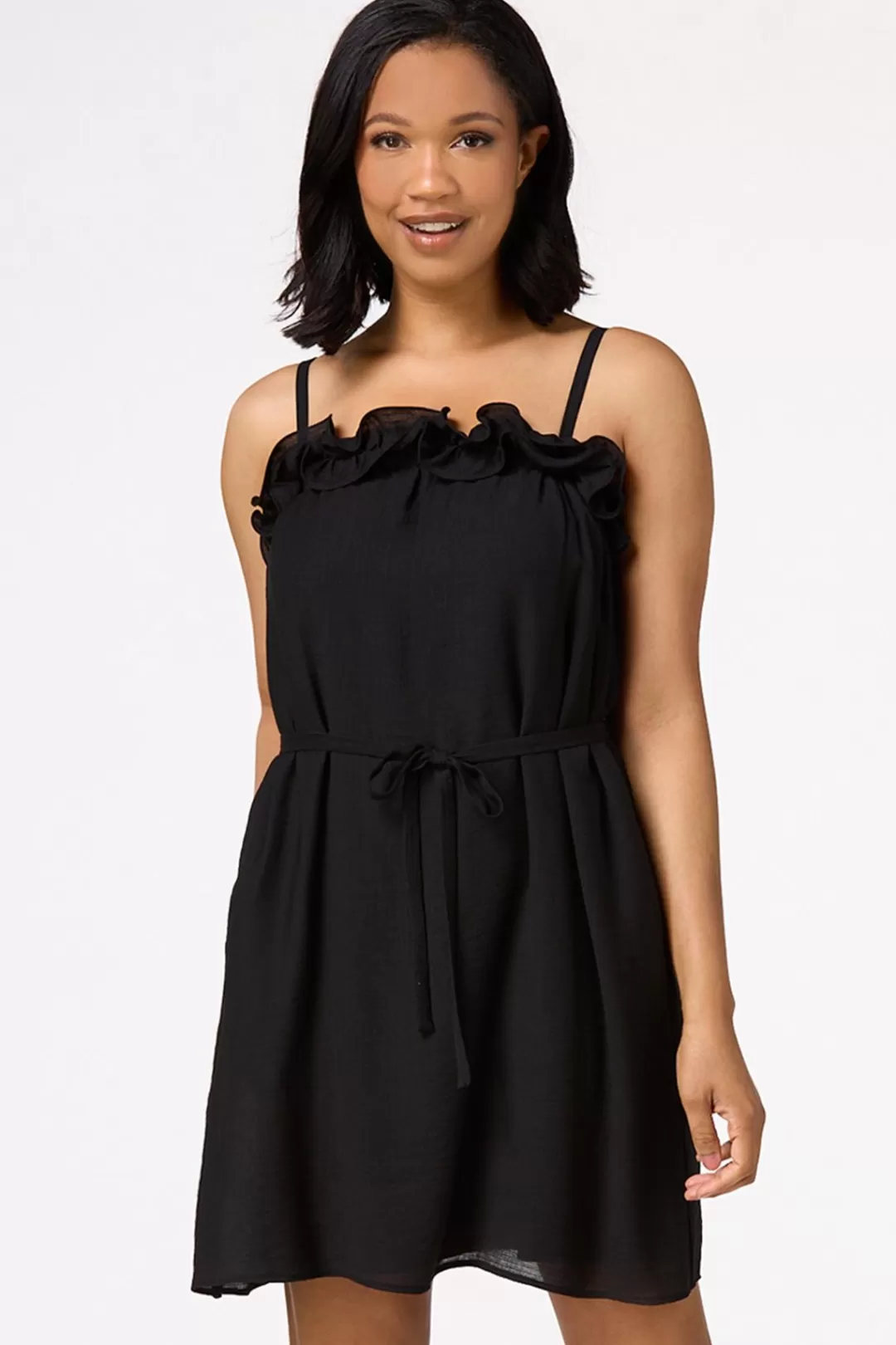 Cato Dresses | Solid Ruffled Tie Waist Dress