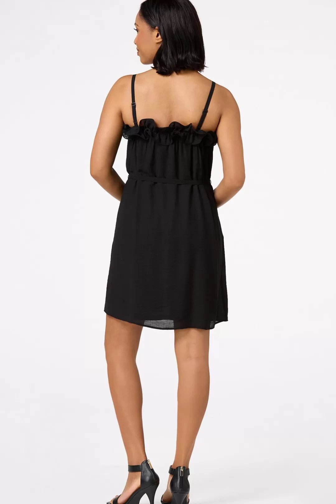 Cato Dresses | Solid Ruffled Tie Waist Dress