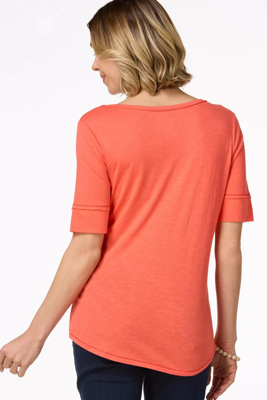 Cato Tops | Solid Scoop Neck Tee