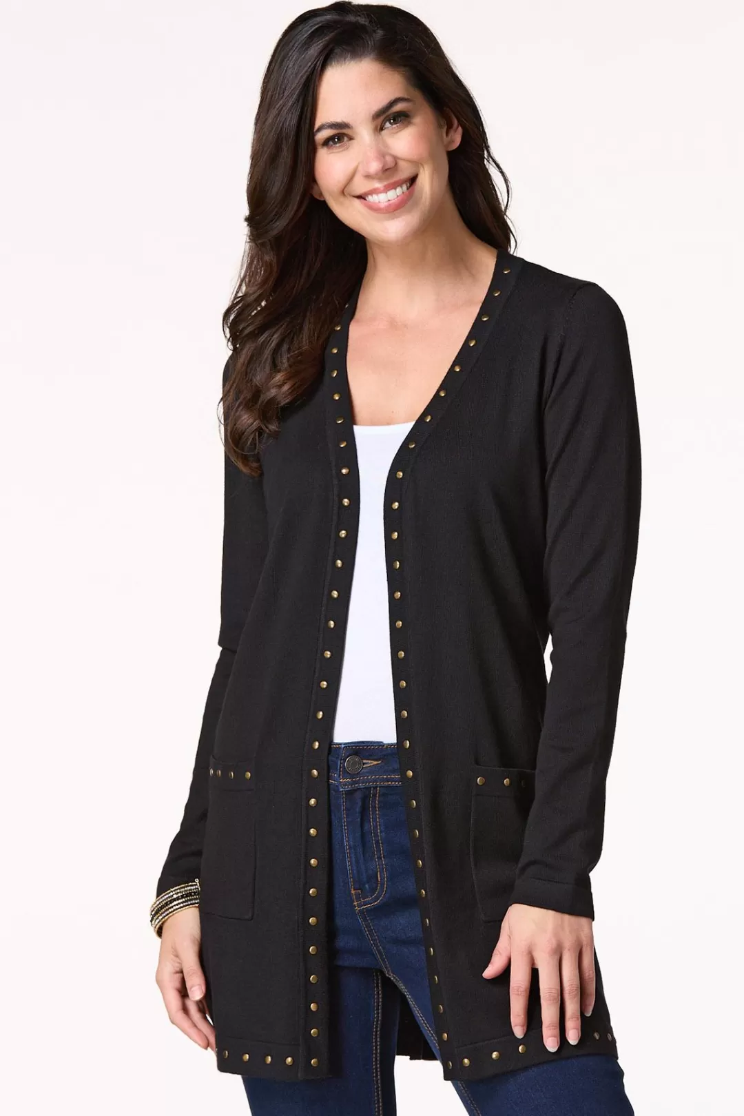 Cato Sweaters | Solid Studded Cardigan