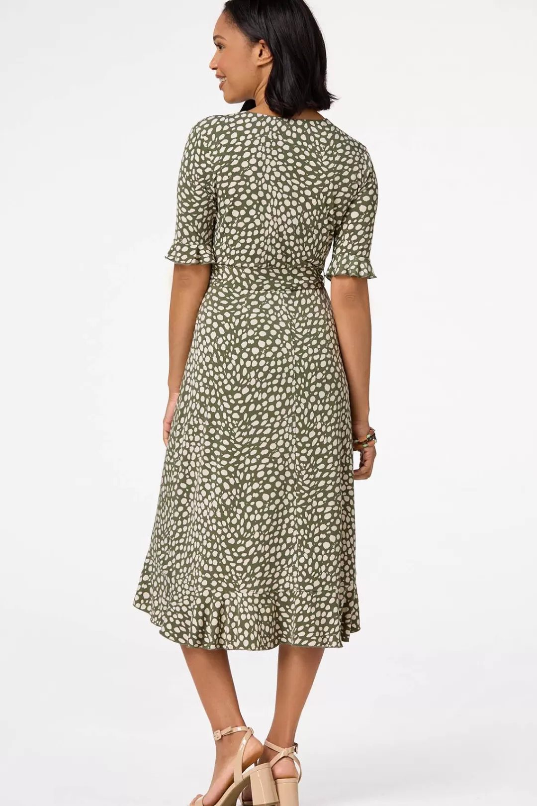 Cato Dresses | Spotted Faux Wrap Dress