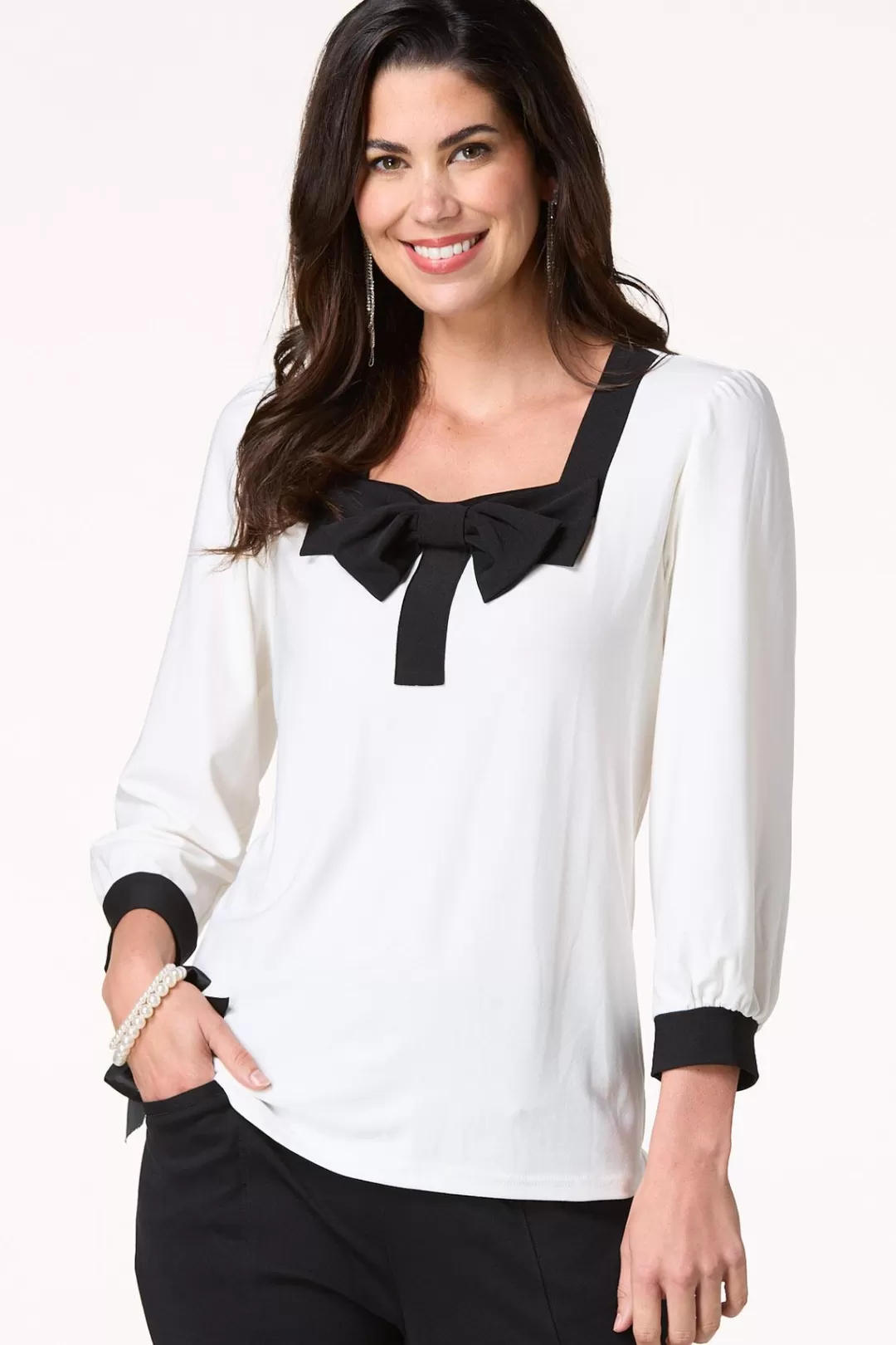 Cato Tops | Square Neck Bow Top