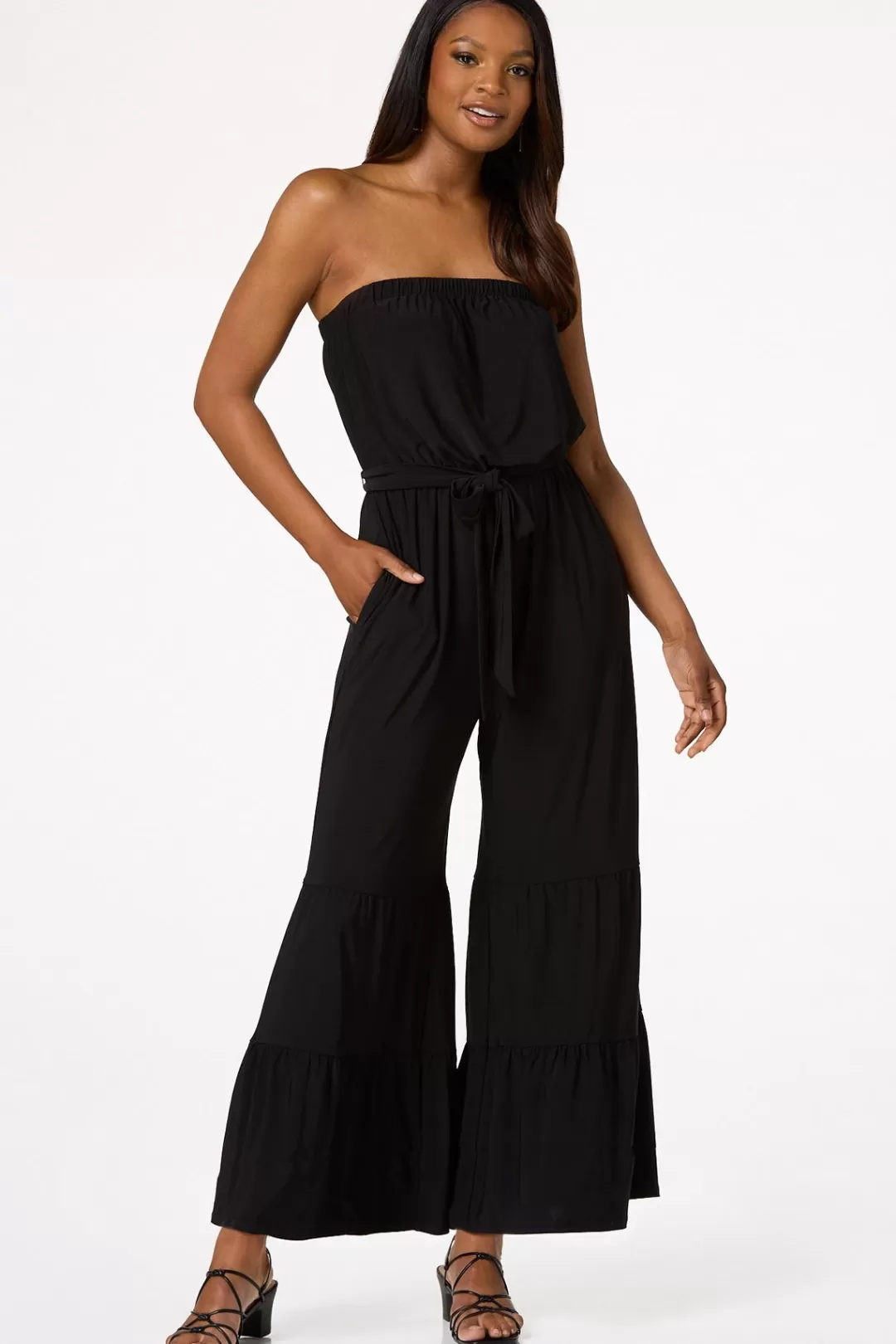 Cato Dresses | Strapless Tiered Jumpsuit