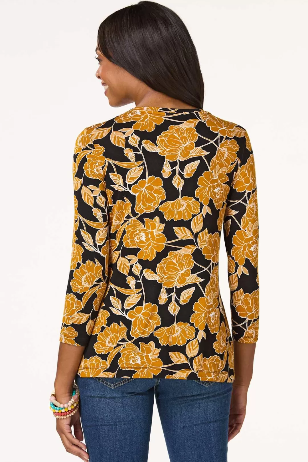 Cato Tops | Stretch Sketch Floral Top